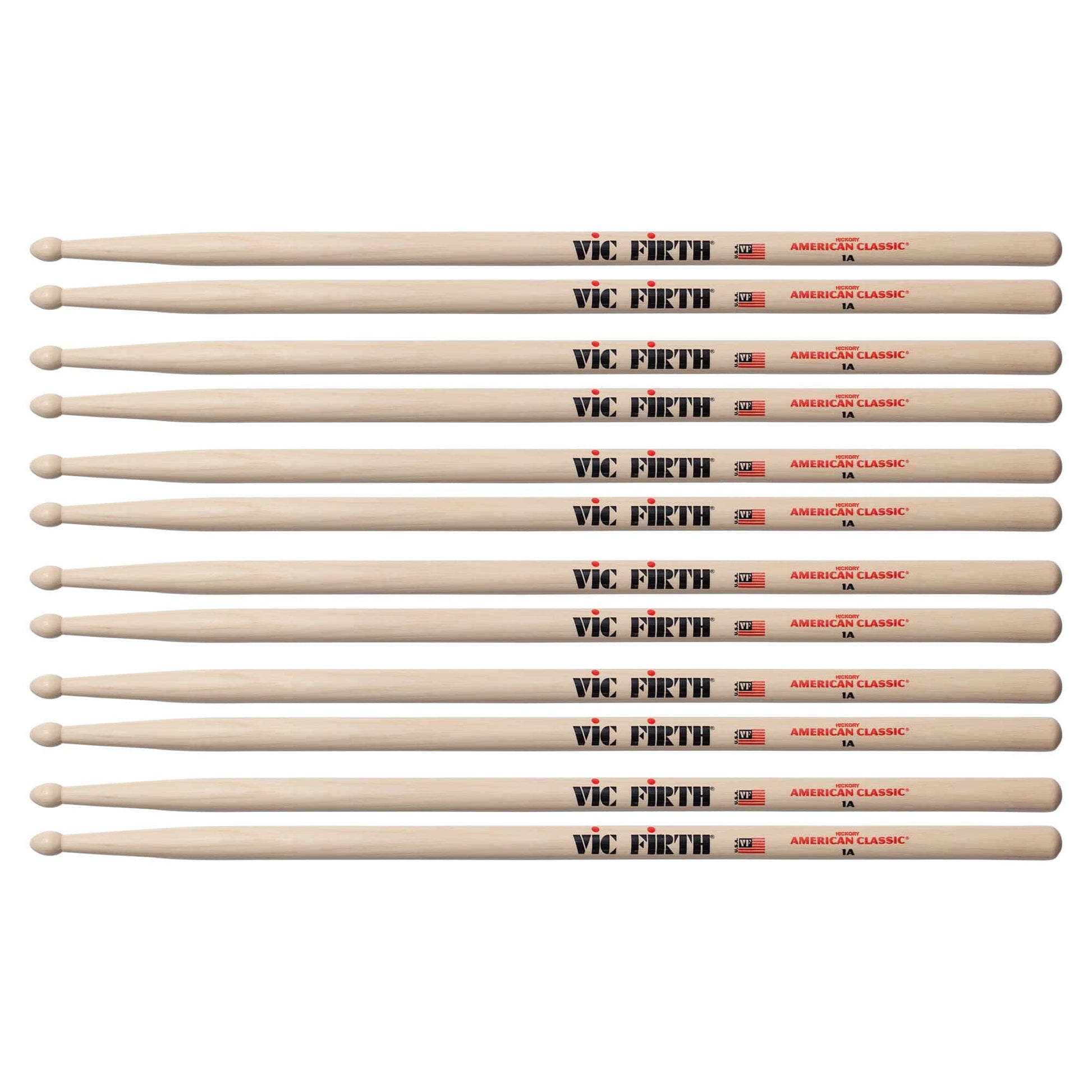 Vic Firth American Classic 1A Wood Tip Drum Sticks (6 Pair Bundle) Drums and Percussion / Parts and Accessories / Drum Sticks and Mallets