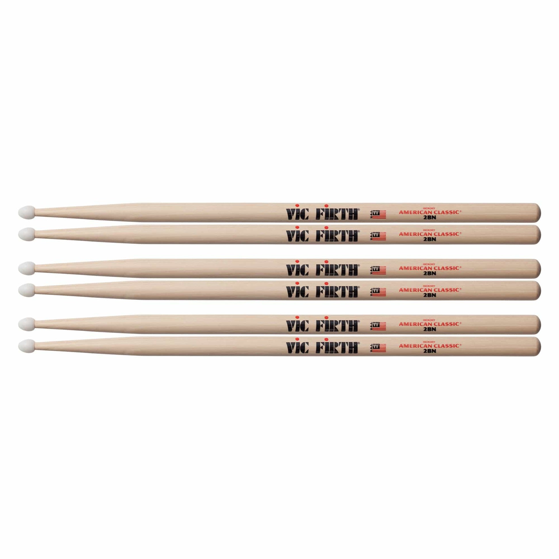 Vic Firth American Classic 2B Nylon Tip Drum Sticks (3 Pair Bundle) Drums and Percussion / Parts and Accessories / Drum Sticks and Mallets