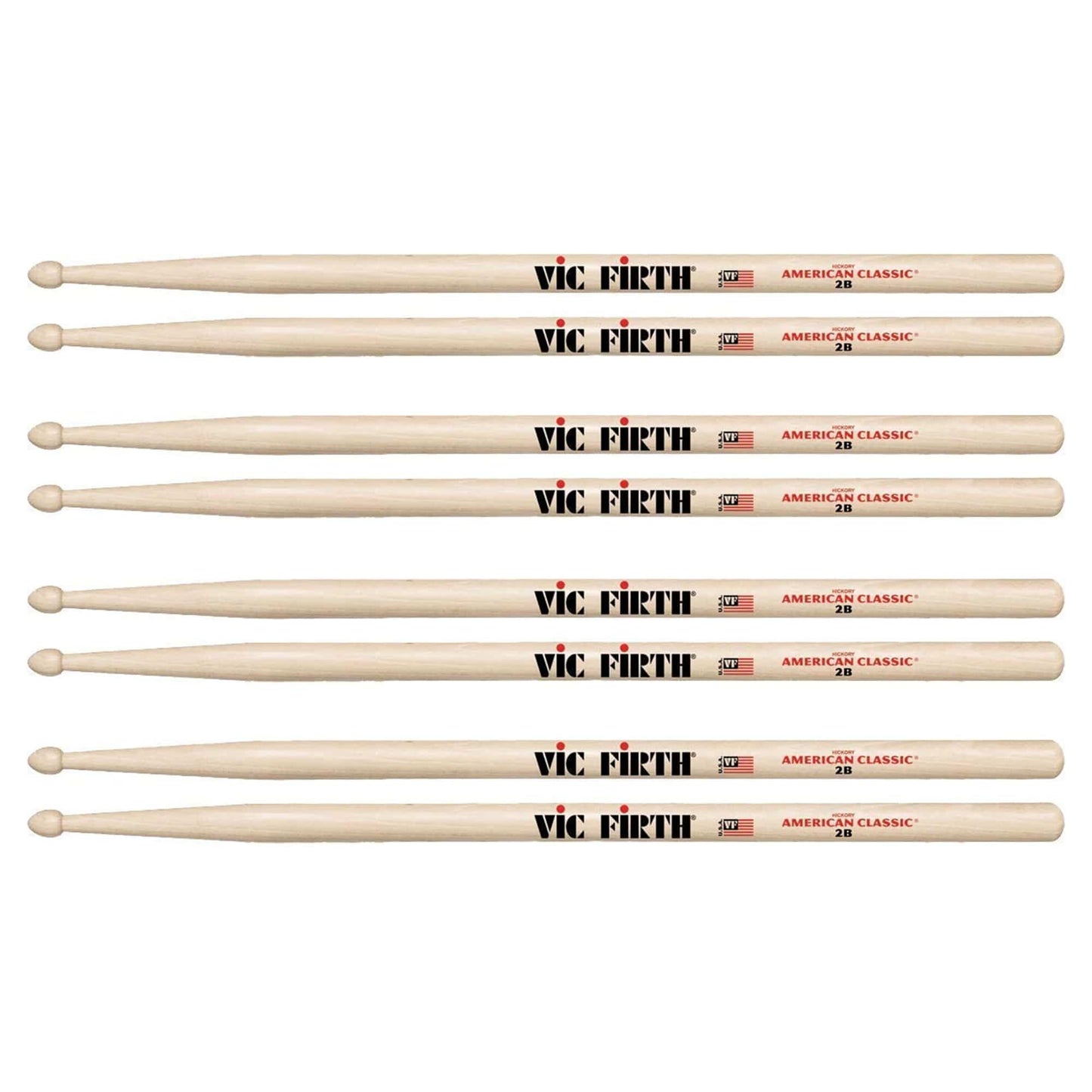 Vic Firth American Classic 2B Wood Tip Drum Sticks (3 Pair Bundle + 1 Free) Drums and Percussion / Parts and Accessories / Drum Sticks and Mallets
