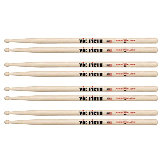 Vic Firth American Classic 2B Wood Tip Drum Sticks (3 Pair Bundle + 1 Free) Drums and Percussion / Parts and Accessories / Drum Sticks and Mallets