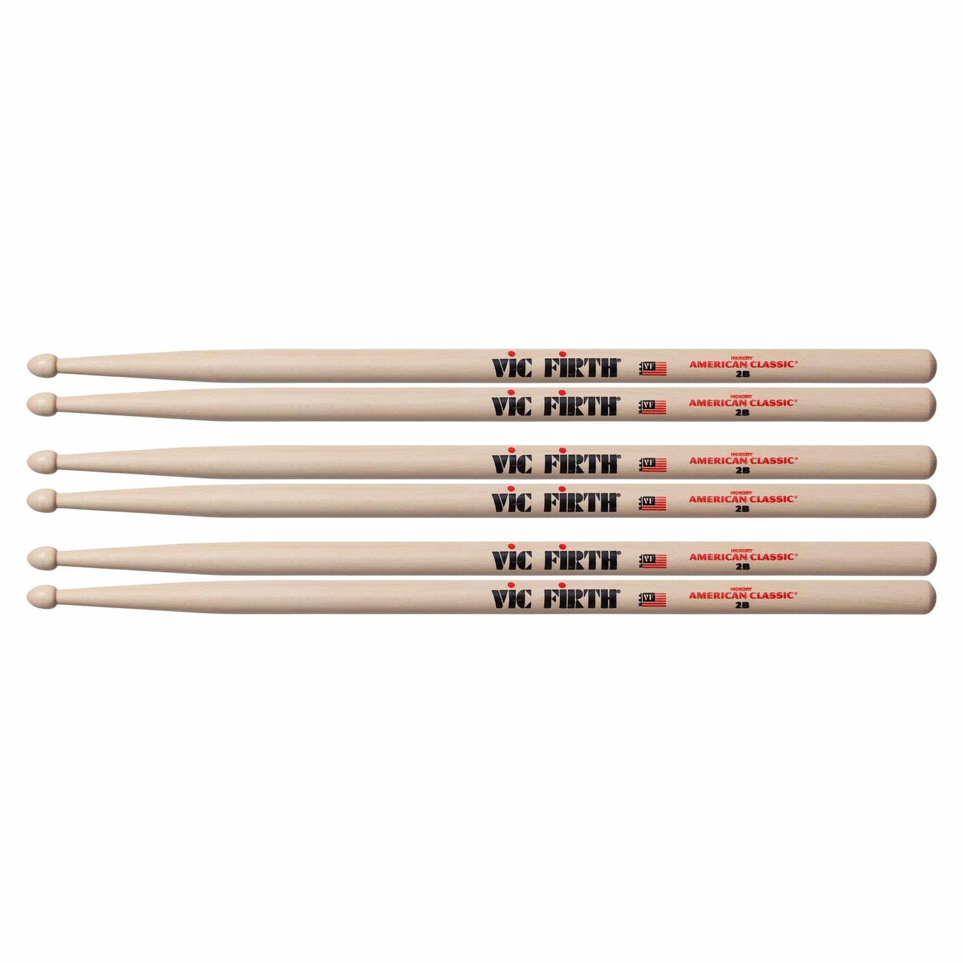 Vic Firth American Classic 2B Wood Tip Drum Sticks (3 Pair Bundle) Drums and Percussion / Parts and Accessories / Drum Sticks and Mallets