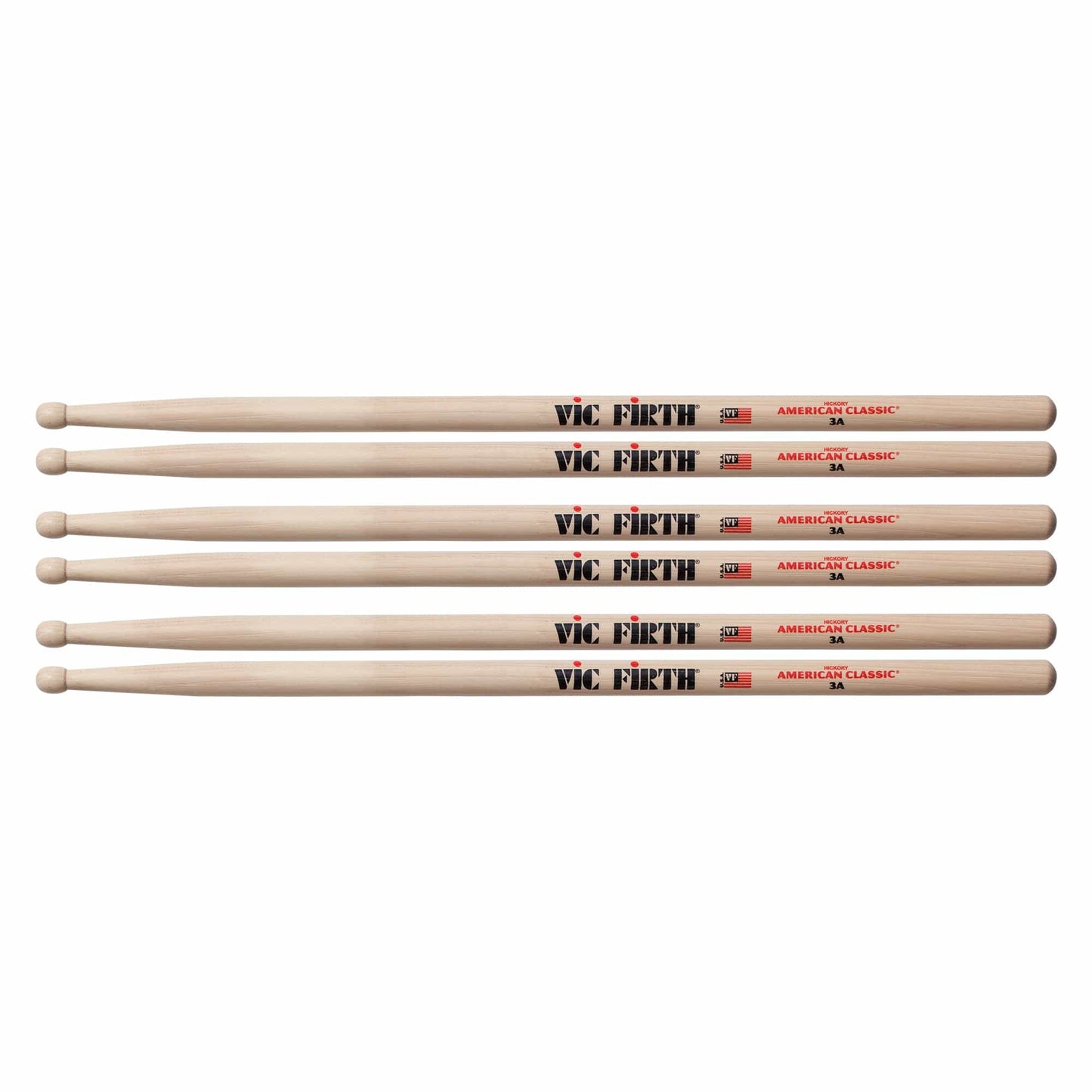 Vic Firth American Classic 3A Wood Tip Drum Sticks (3 Pair Bundle) Drums and Percussion / Parts and Accessories / Drum Sticks and Mallets
