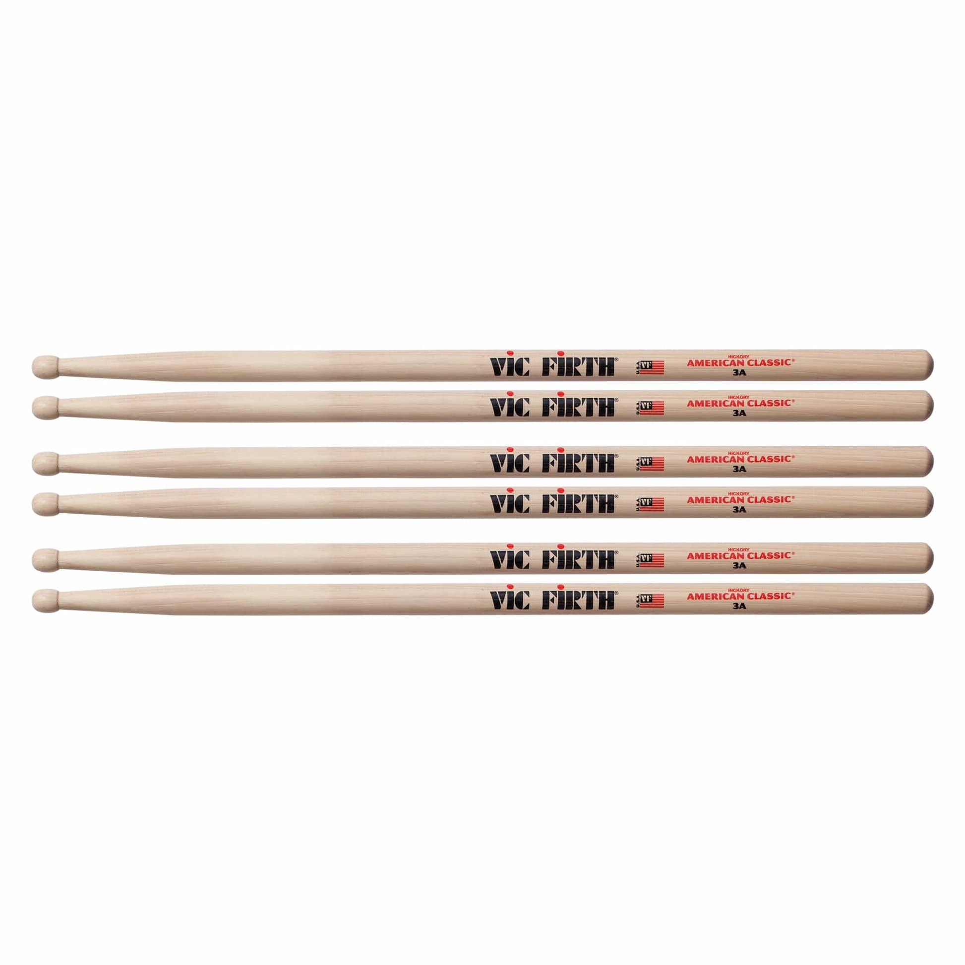 Vic Firth American Classic 3A Wood Tip Drum Sticks (3 Pair Bundle) Drums and Percussion / Parts and Accessories / Drum Sticks and Mallets