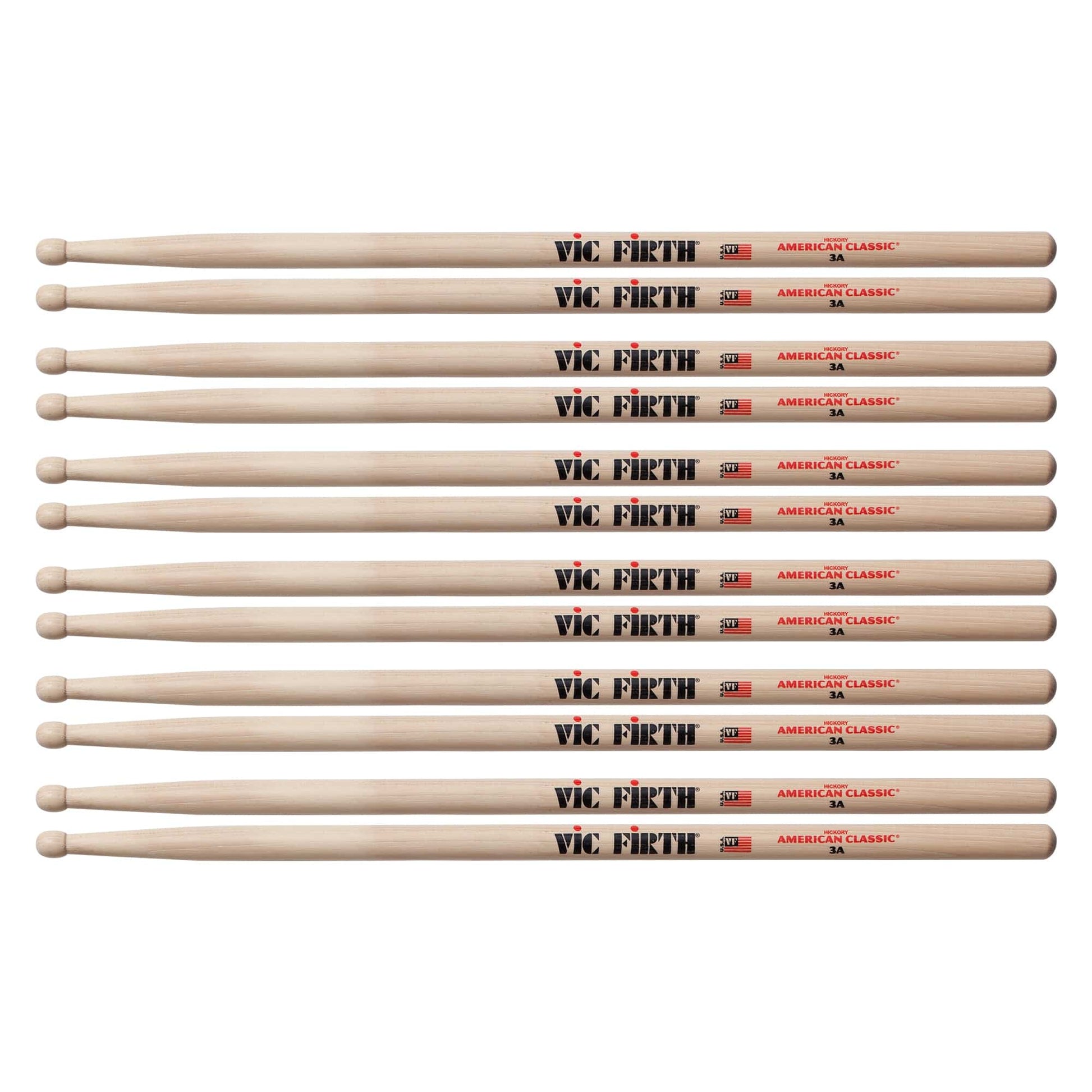 Vic Firth American Classic 3A Wood Tip Drum Sticks (6 Pair Bundle) Drums and Percussion / Parts and Accessories / Drum Sticks and Mallets
