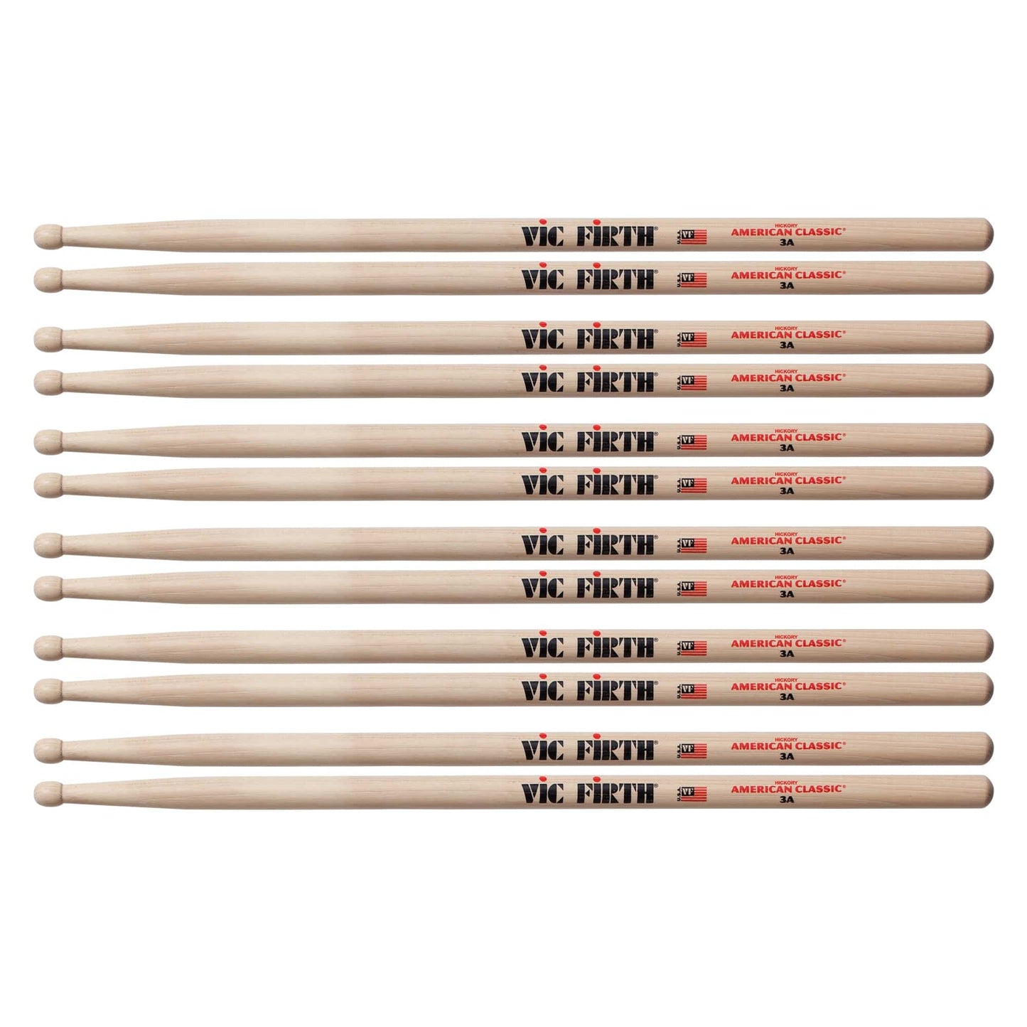 Vic Firth American Classic 3A Wood Tip Drum Sticks (6 Pair Bundle) Drums and Percussion / Parts and Accessories / Drum Sticks and Mallets