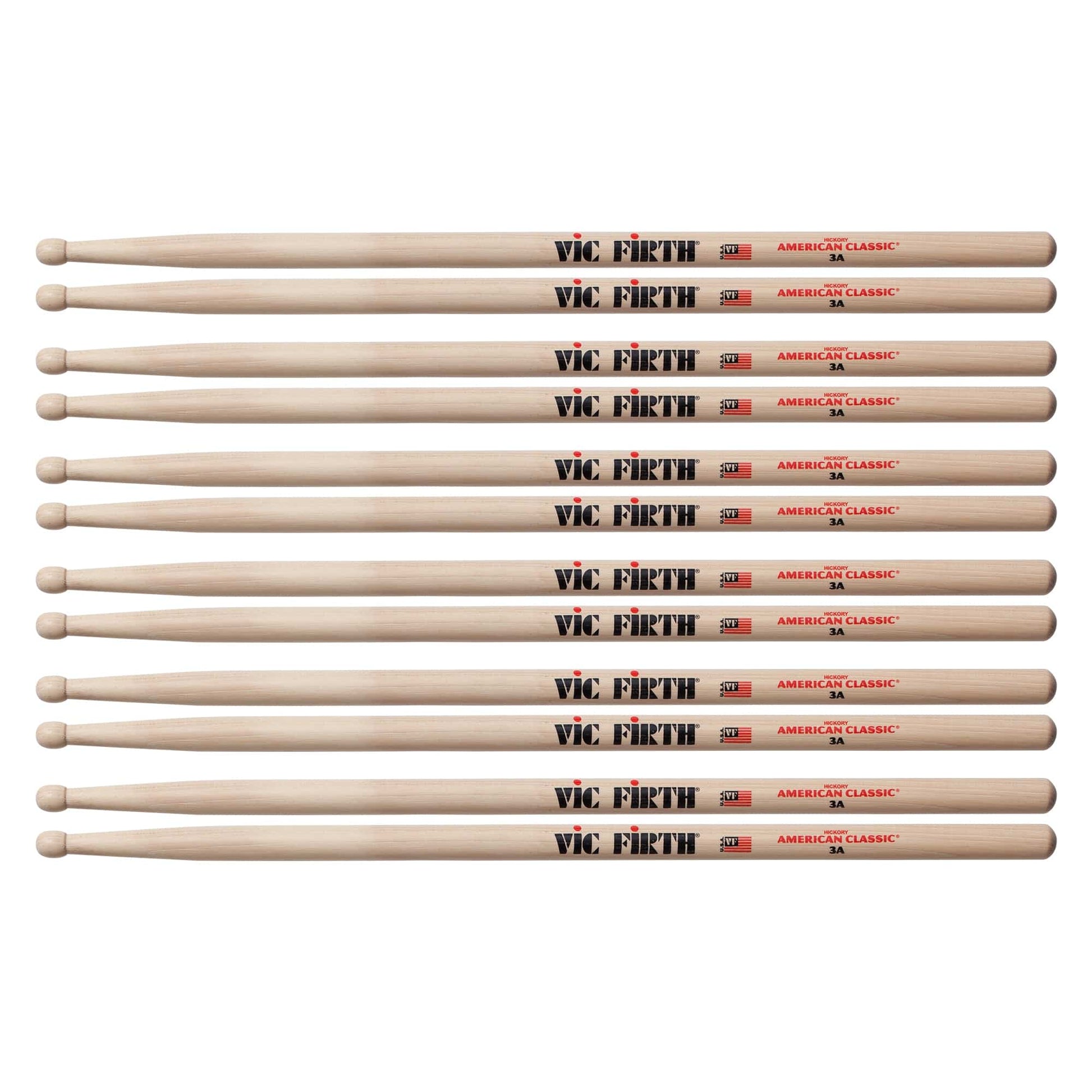 Vic Firth American Classic 3A Wood Tip Drum Sticks (6 Pair Bundle) Drums and Percussion / Parts and Accessories / Drum Sticks and Mallets