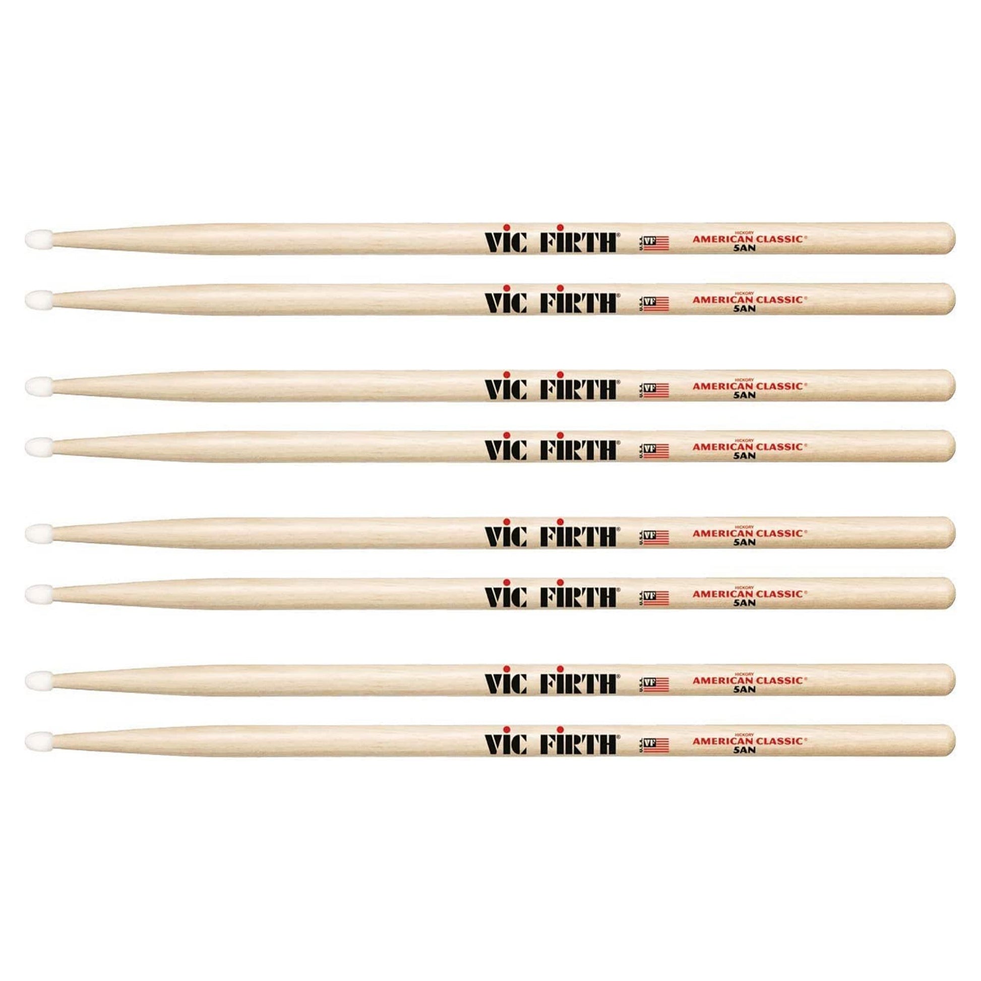 Vic Firth American Classic 5A Nylon Tip Drum Sticks (3 Pair Bundle + 1 Free) Drums and Percussion / Parts and Accessories / Drum Sticks and Mallets