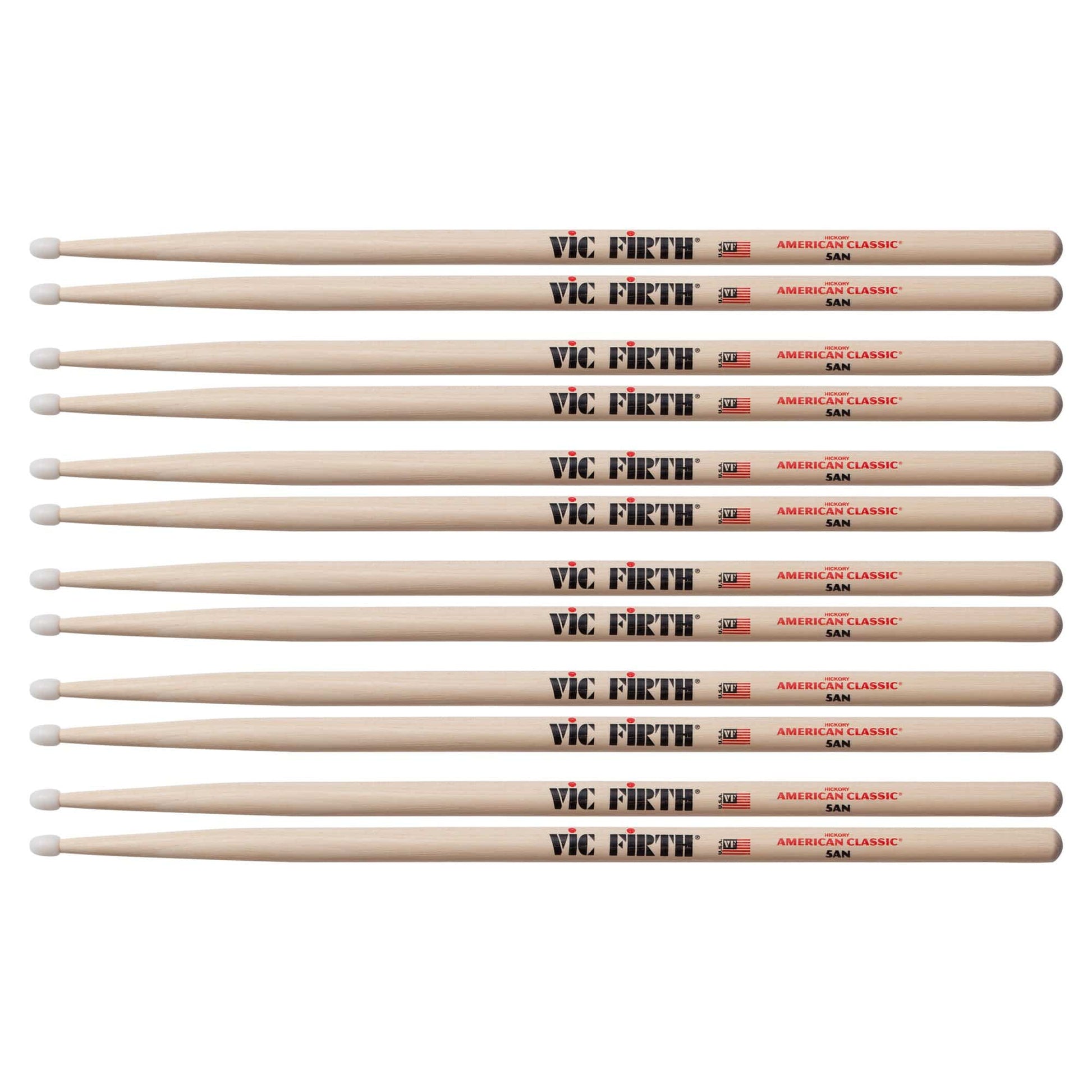 Vic Firth American Classic 5A Nylon Tip Drum Sticks (6 Pair Bundle) Drums and Percussion / Parts and Accessories / Drum Sticks and Mallets