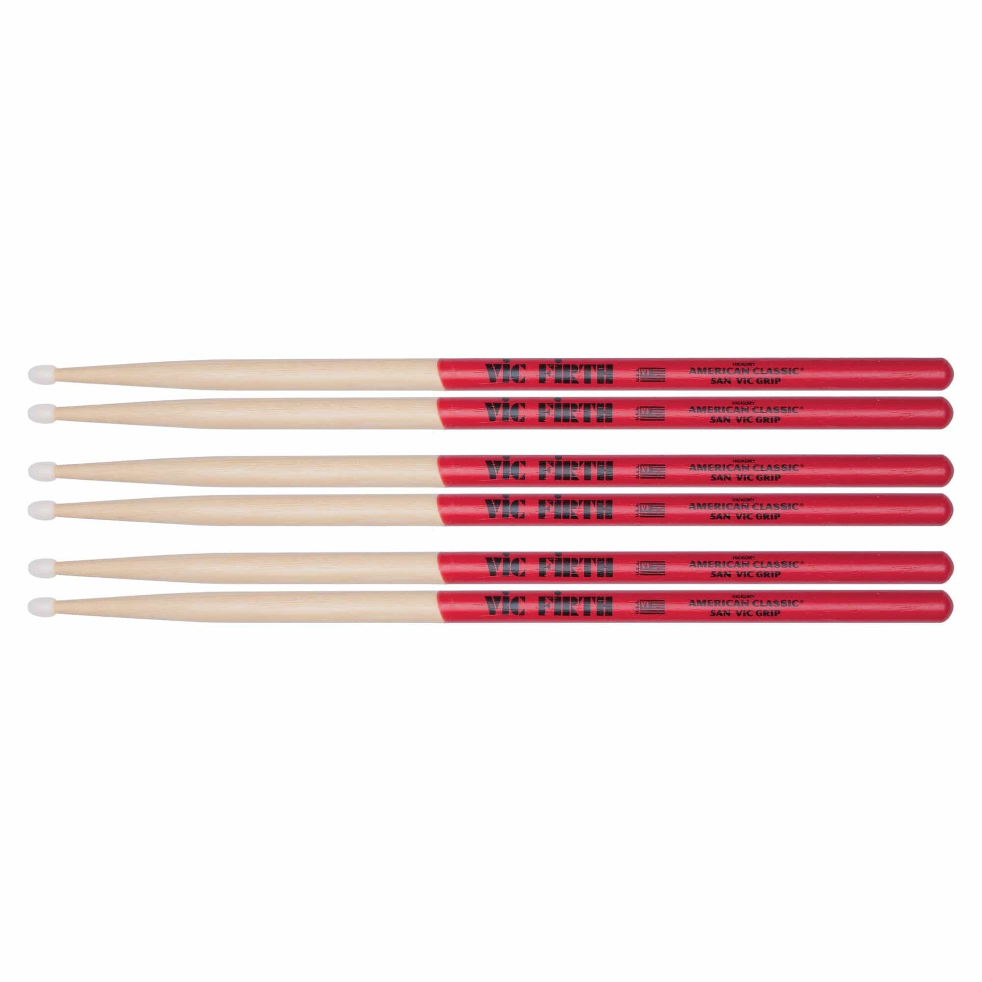 Vic Firth American Classic 5A Vic Grip Nylon Tip Drum Sticks (3 Pair Bundle) Drums and Percussion / Parts and Accessories / Drum Sticks and Mallets