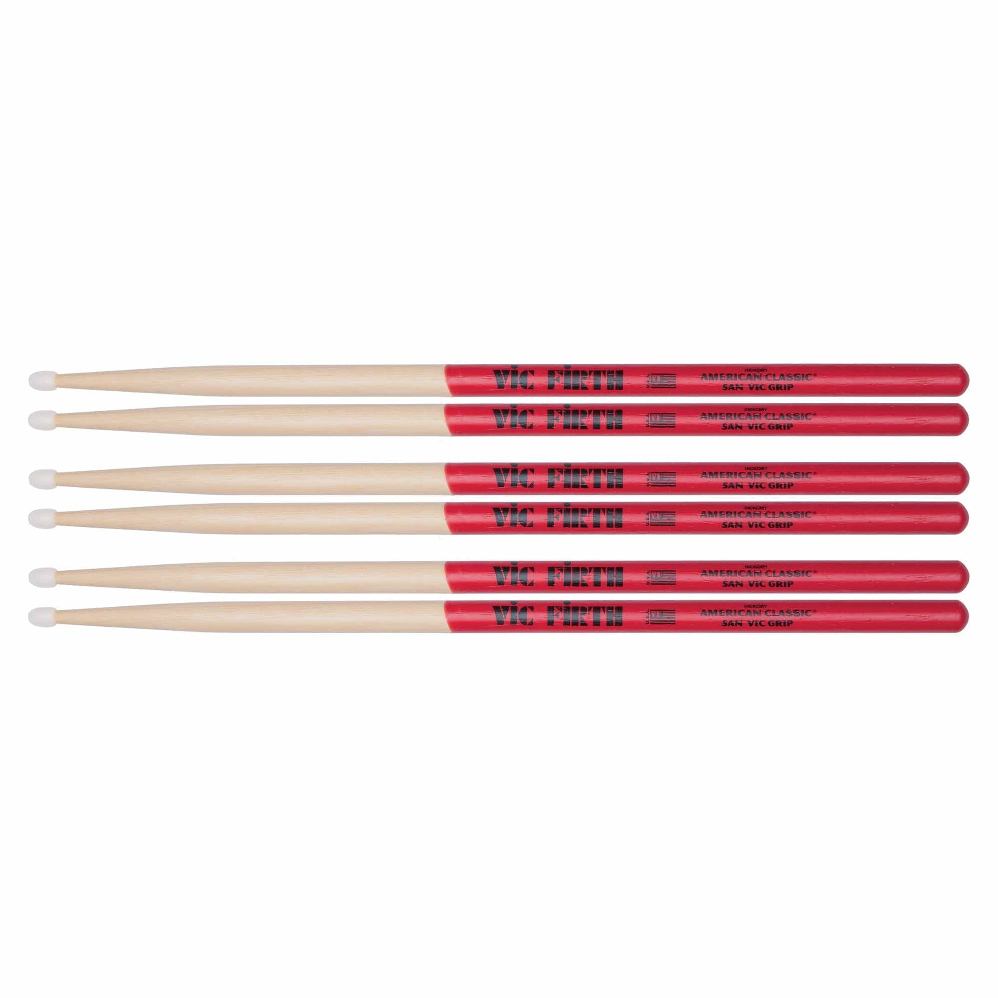 Vic Firth American Classic 5A Vic Grip Nylon Tip Drum Sticks (3 Pair Bundle) Drums and Percussion / Parts and Accessories / Drum Sticks and Mallets
