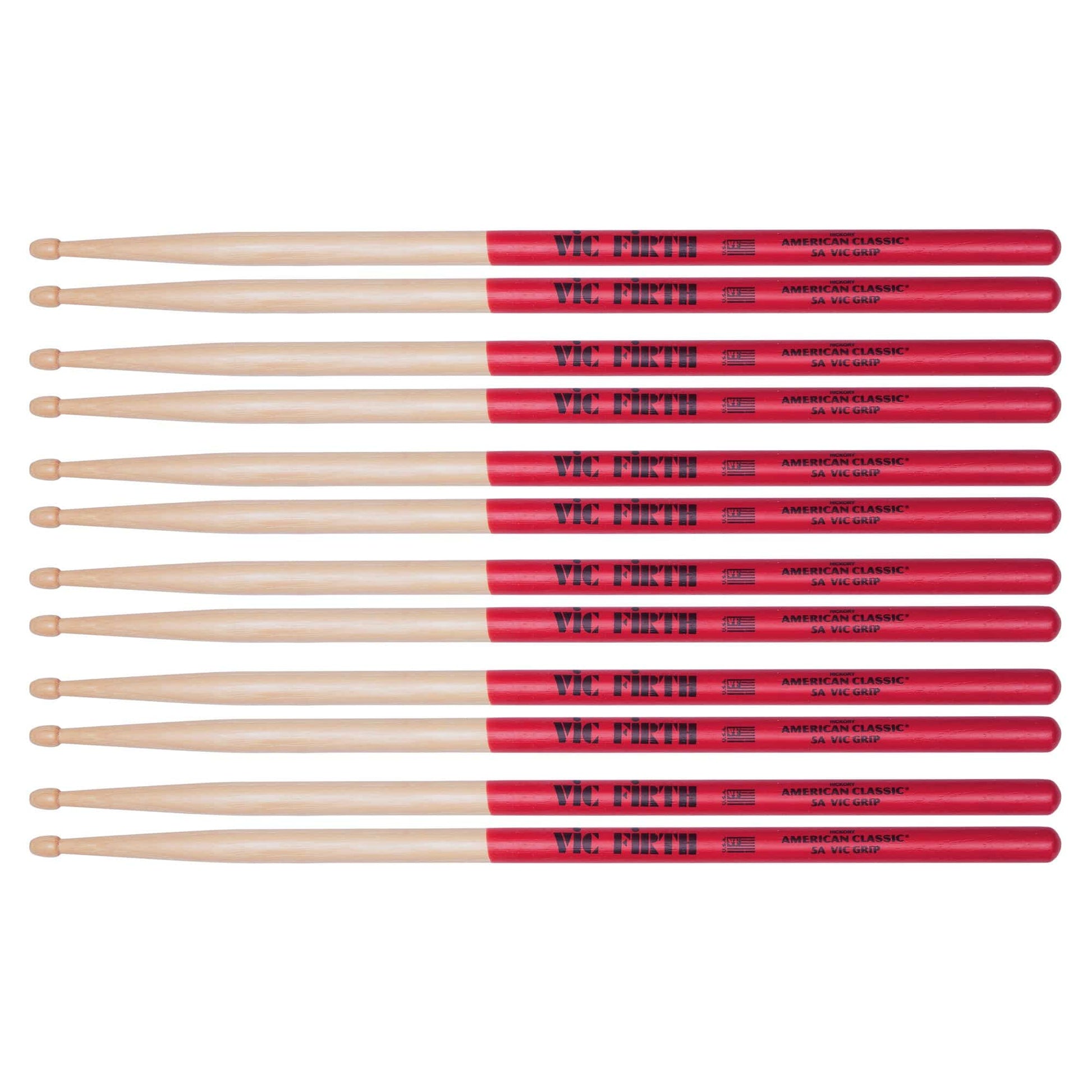 Vic Firth American Classic 5A Vic Grip Wood Tip Drum Sticks (6 Pair Bundle) Drums and Percussion / Parts and Accessories / Drum Sticks and Mallets