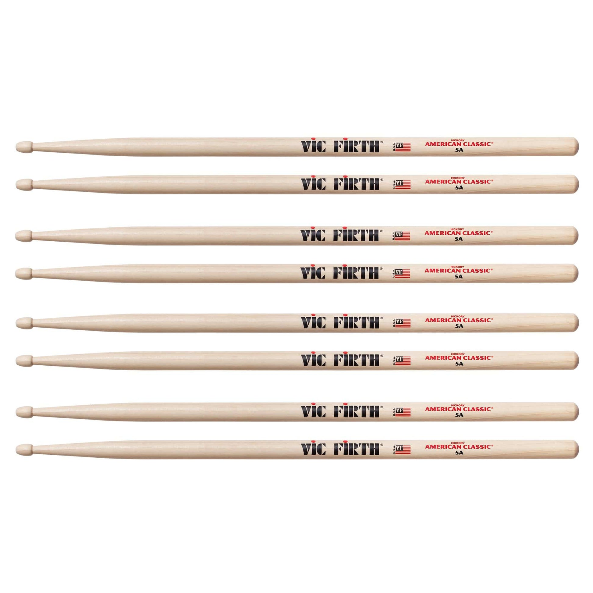 Vic Firth American Classic 5A Wood Tip Drum Sticks (3 Pair Bundle + 1 Free) Drums and Percussion / Parts and Accessories / Drum Sticks and Mallets
