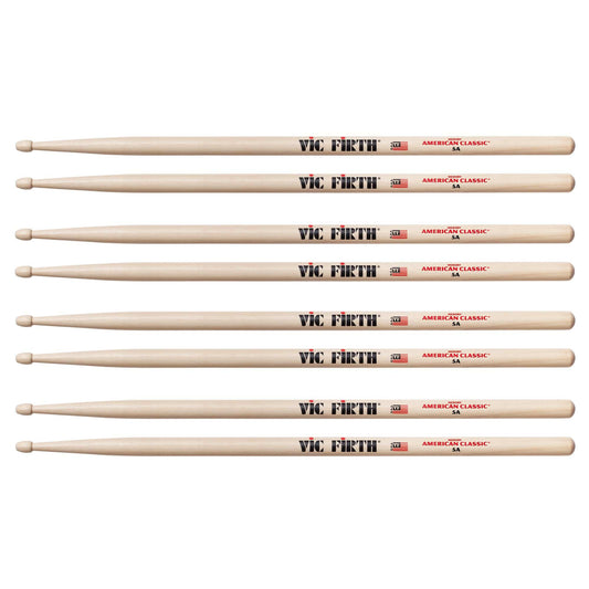 Vic Firth American Classic 5A Wood Tip Drum Sticks (3 Pair Bundle + 1 Free) Drums and Percussion / Parts and Accessories / Drum Sticks and Mallets