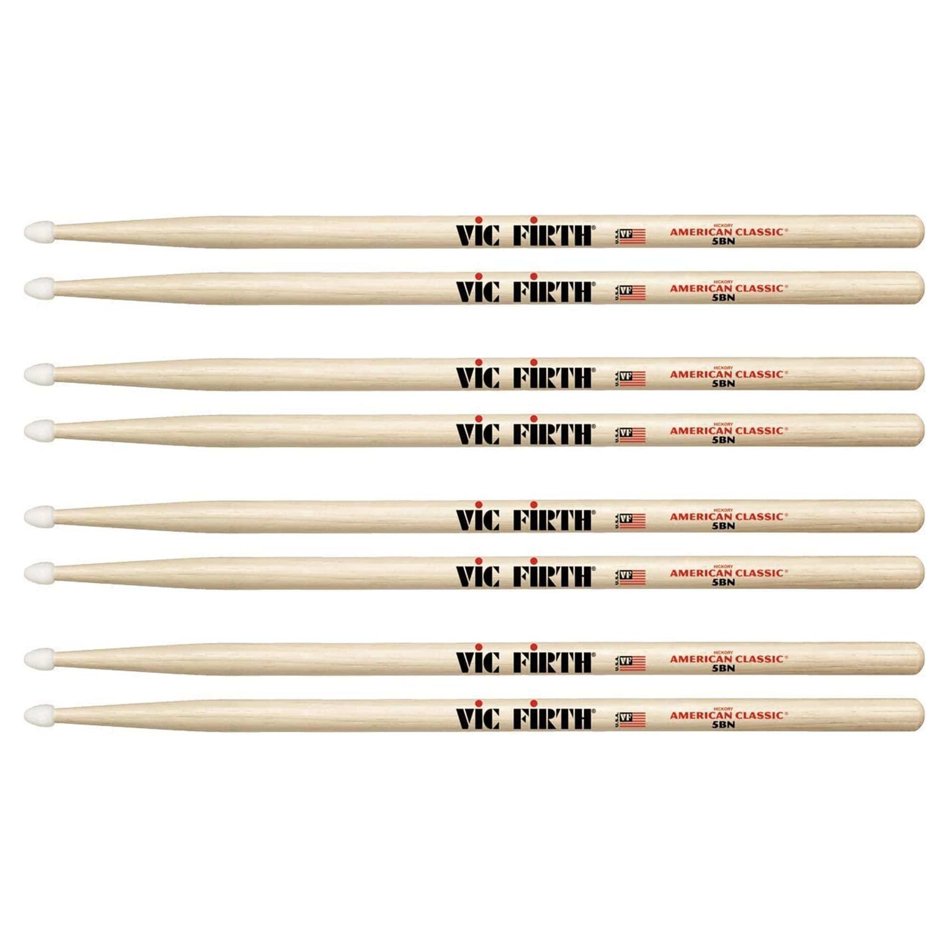 Vic Firth American Classic 5B Nylon Tip Drum Sticks (3 Pair Bundle + 1 Free) Drums and Percussion / Parts and Accessories / Drum Sticks and Mallets