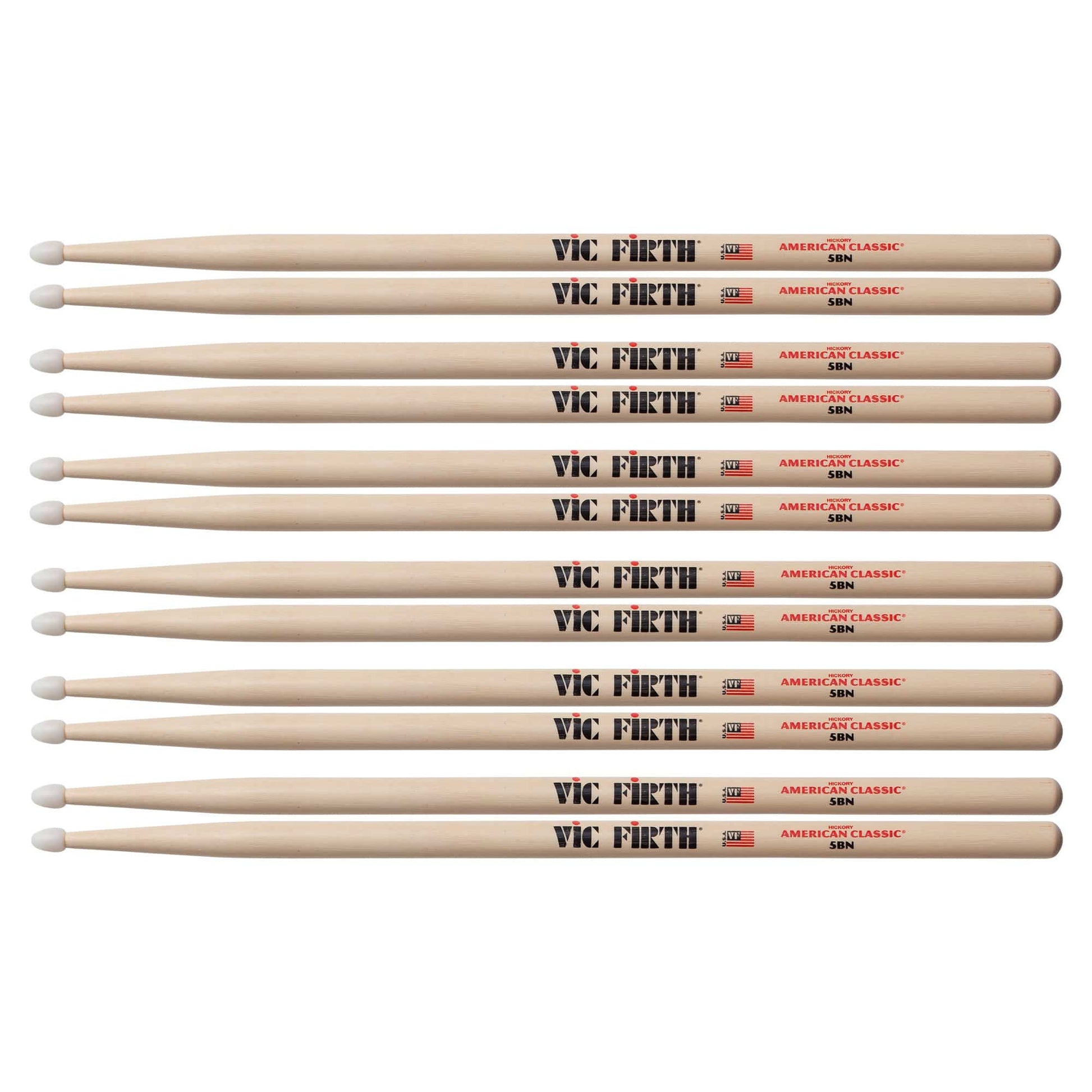 Vic Firth American Classic 5B Nylon Tip Drum Sticks (6 Pair Bundle) Drums and Percussion / Parts and Accessories / Drum Sticks and Mallets