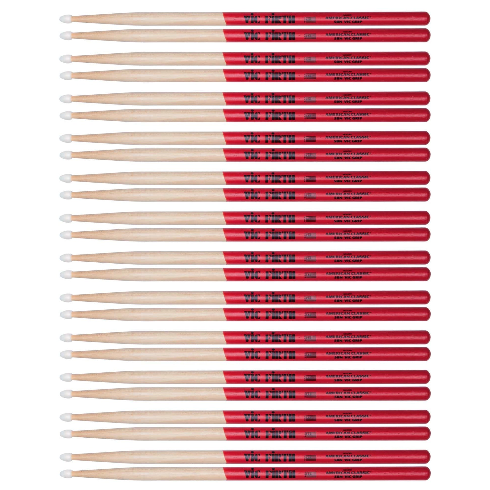 Vic Firth American Classic 5B Vic Grip Nylon Tip Drum Sticks (12 Pair Bundle) Drums and Percussion / Parts and Accessories / Drum Sticks and Mallets