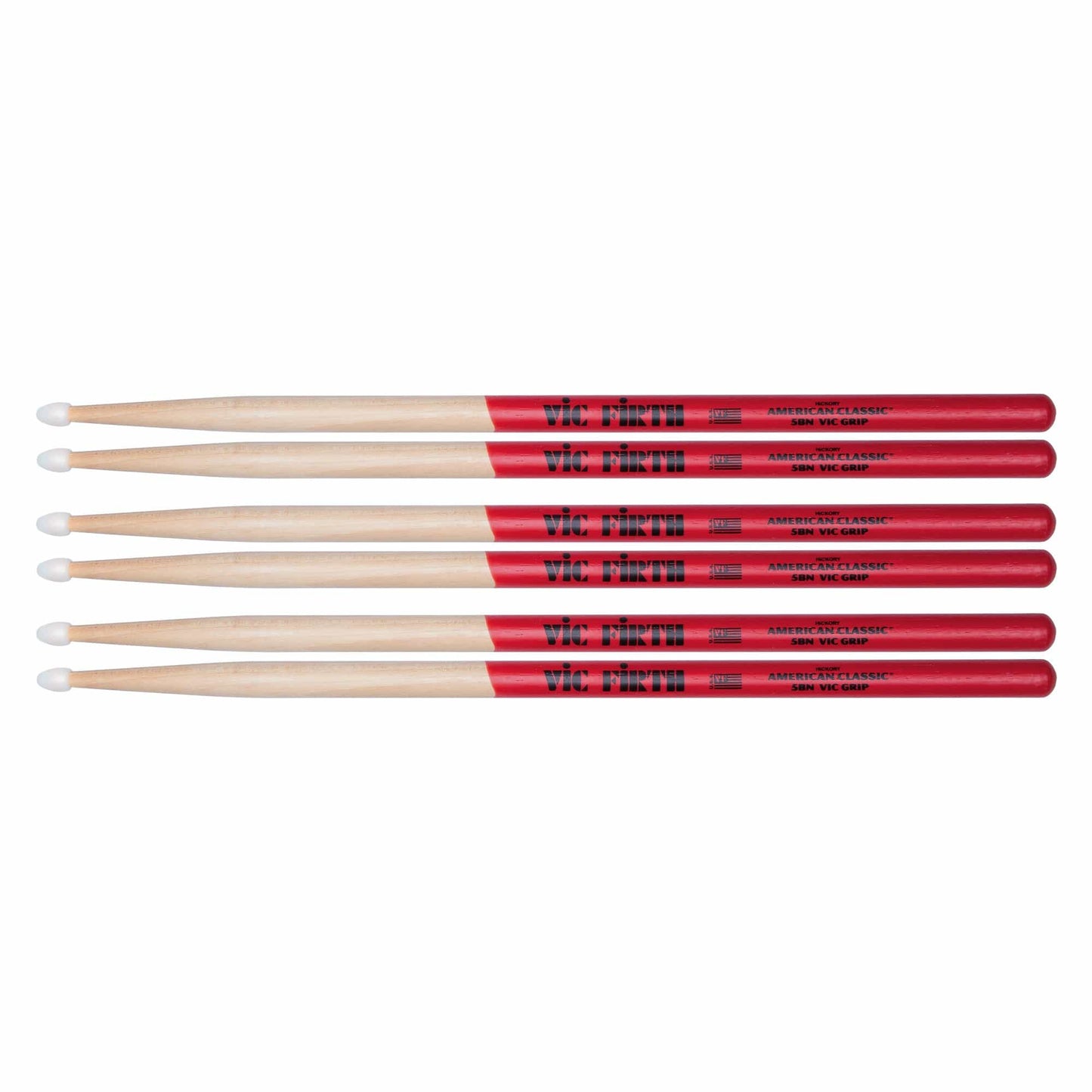 Vic Firth American Classic 5B Vic Grip Nylon Tip Drum Sticks (3 Pair Bundle) Drums and Percussion / Parts and Accessories / Drum Sticks and Mallets