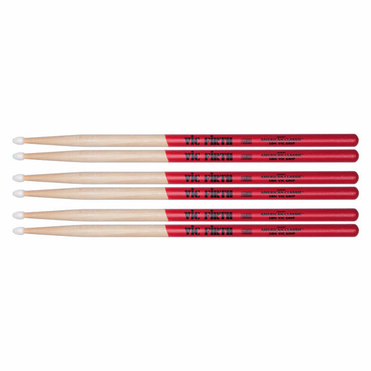 Vic Firth American Classic 5B Vic Grip Nylon Tip Drum Sticks (3 Pair Bundle) Drums and Percussion / Parts and Accessories / Drum Sticks and Mallets