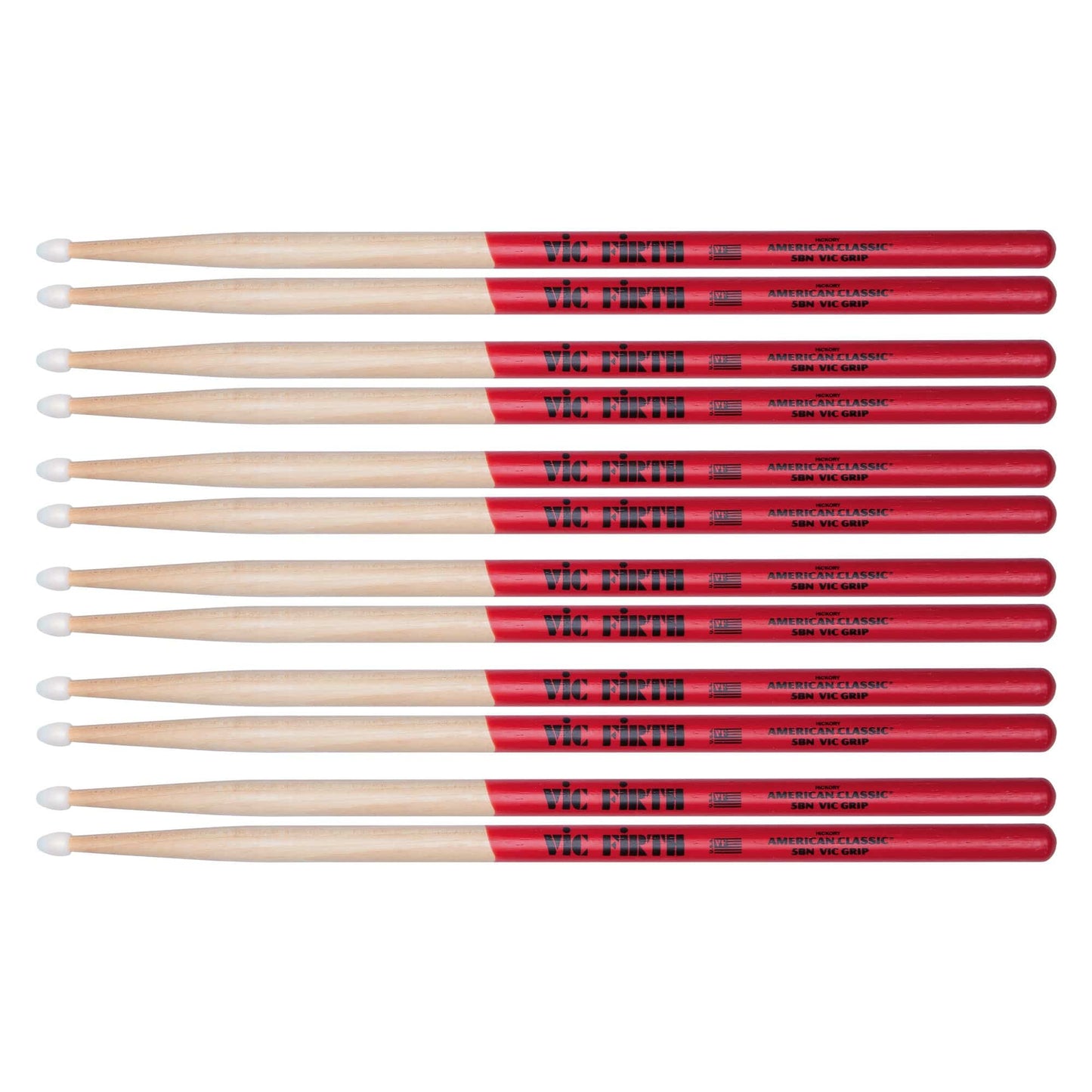 Vic Firth American Classic 5B Vic Grip Nylon Tip Drum Sticks (6 Pair Bundle) Drums and Percussion / Parts and Accessories / Drum Sticks and Mallets