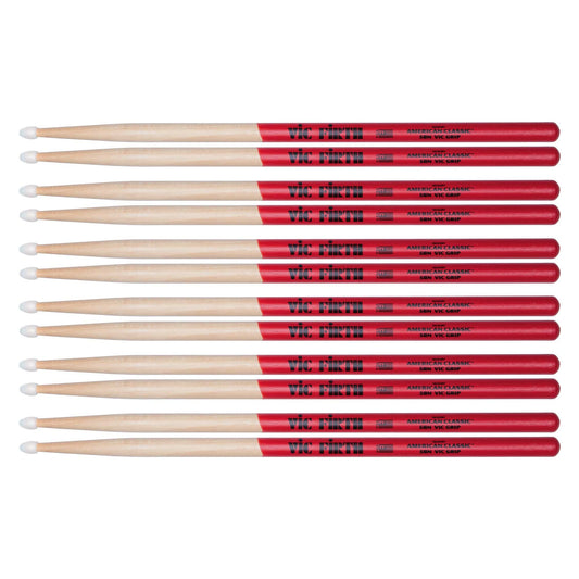 Vic Firth American Classic 5B Vic Grip Nylon Tip Drum Sticks (6 Pair Bundle) Drums and Percussion / Parts and Accessories / Drum Sticks and Mallets