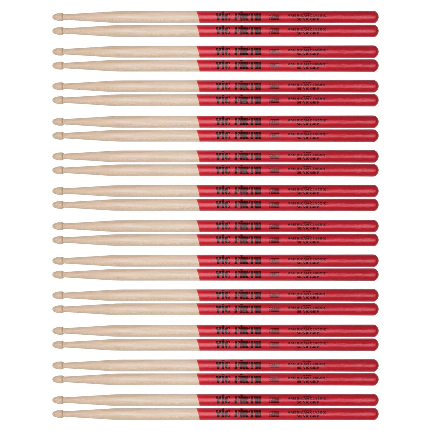 Vic Firth American Classic 5B Vic Grip Wood Tip Drum Sticks (12 Pair Bundle) Drums and Percussion / Parts and Accessories / Drum Sticks and Mallets