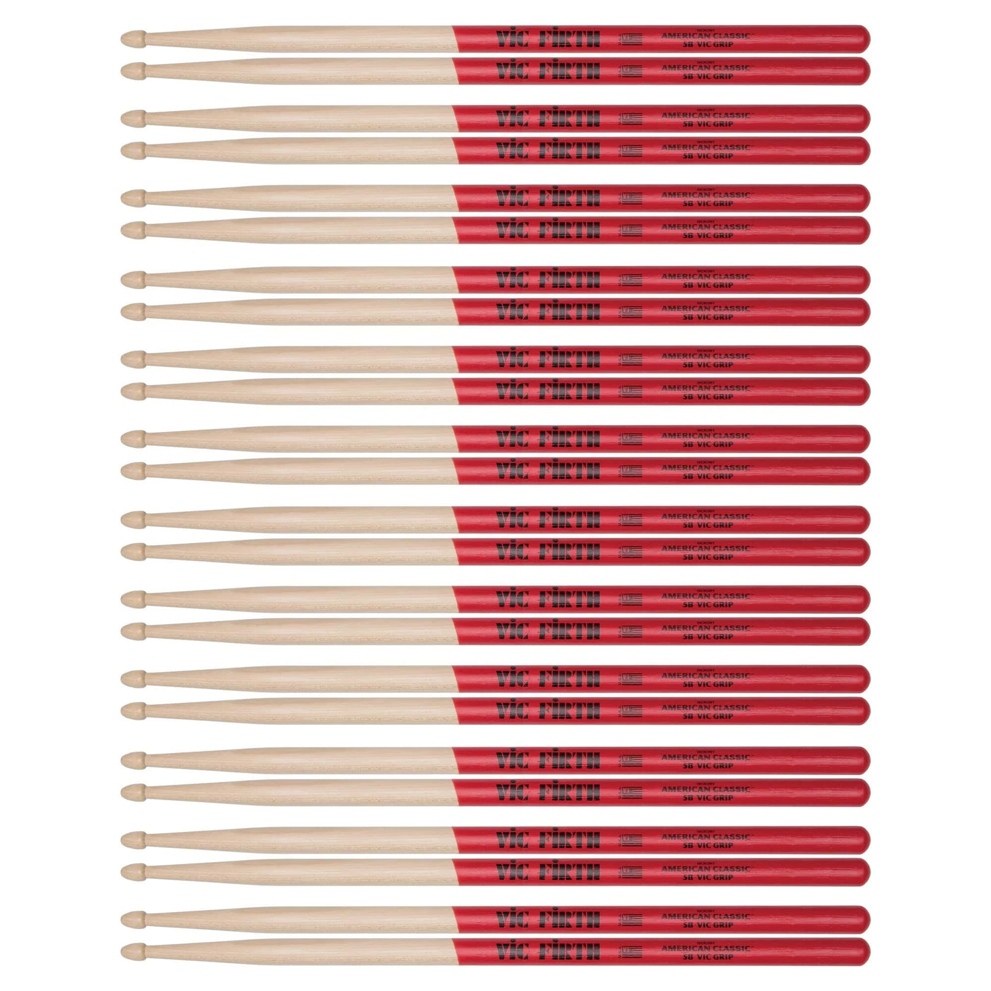 Vic Firth American Classic 5B Vic Grip Wood Tip Drum Sticks (12 Pair Bundle) Drums and Percussion / Parts and Accessories / Drum Sticks and Mallets