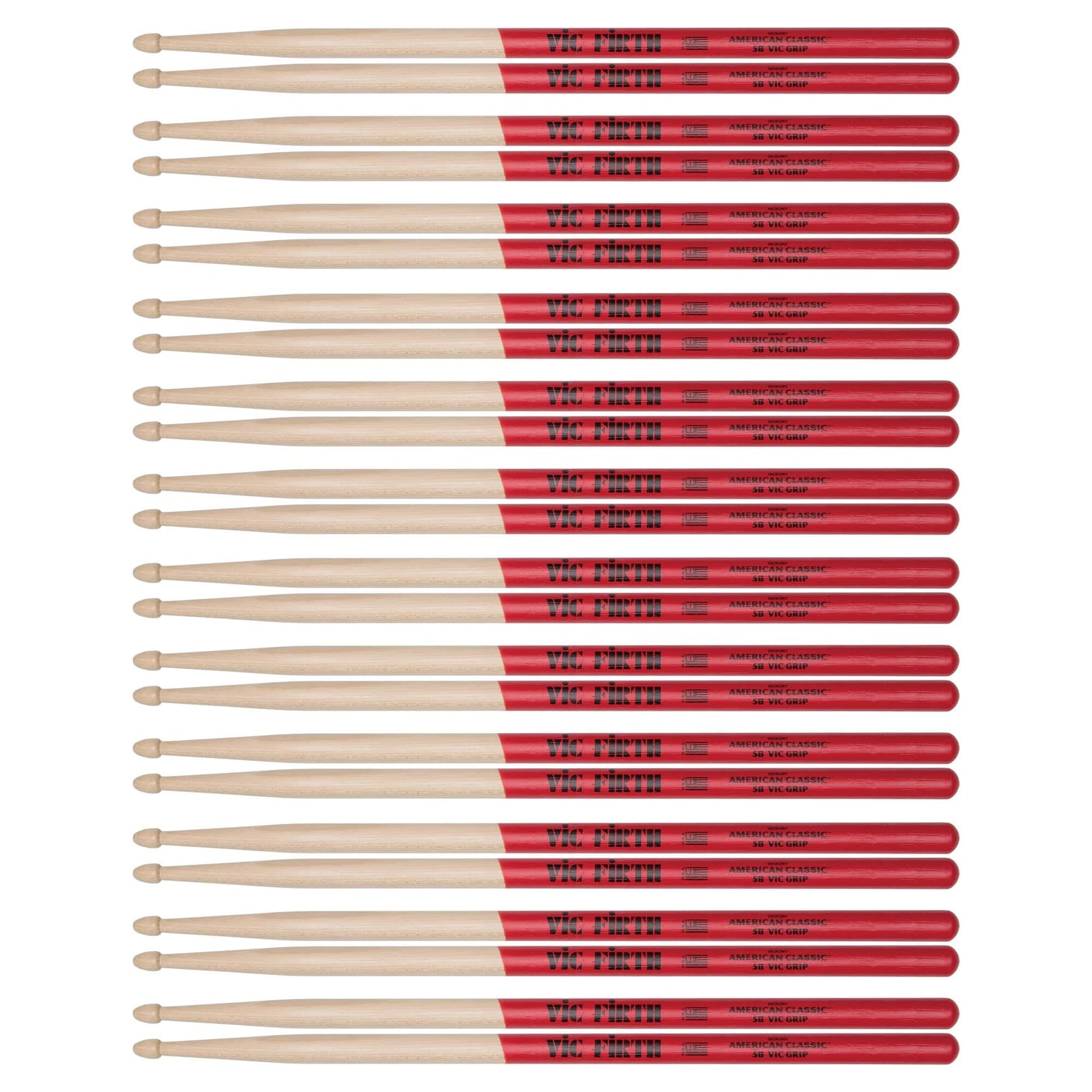 Vic Firth American Classic 5B Vic Grip Wood Tip Drum Sticks (12 Pair Bundle) Drums and Percussion / Parts and Accessories / Drum Sticks and Mallets