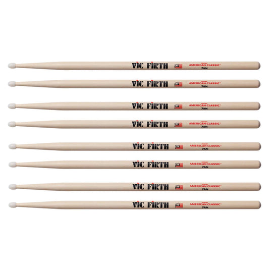 Vic Firth American Classic 7A Nylon Tip Drum Sticks (3 Pair Bundle + 1 Free) Drums and Percussion / Parts and Accessories / Drum Sticks and Mallets