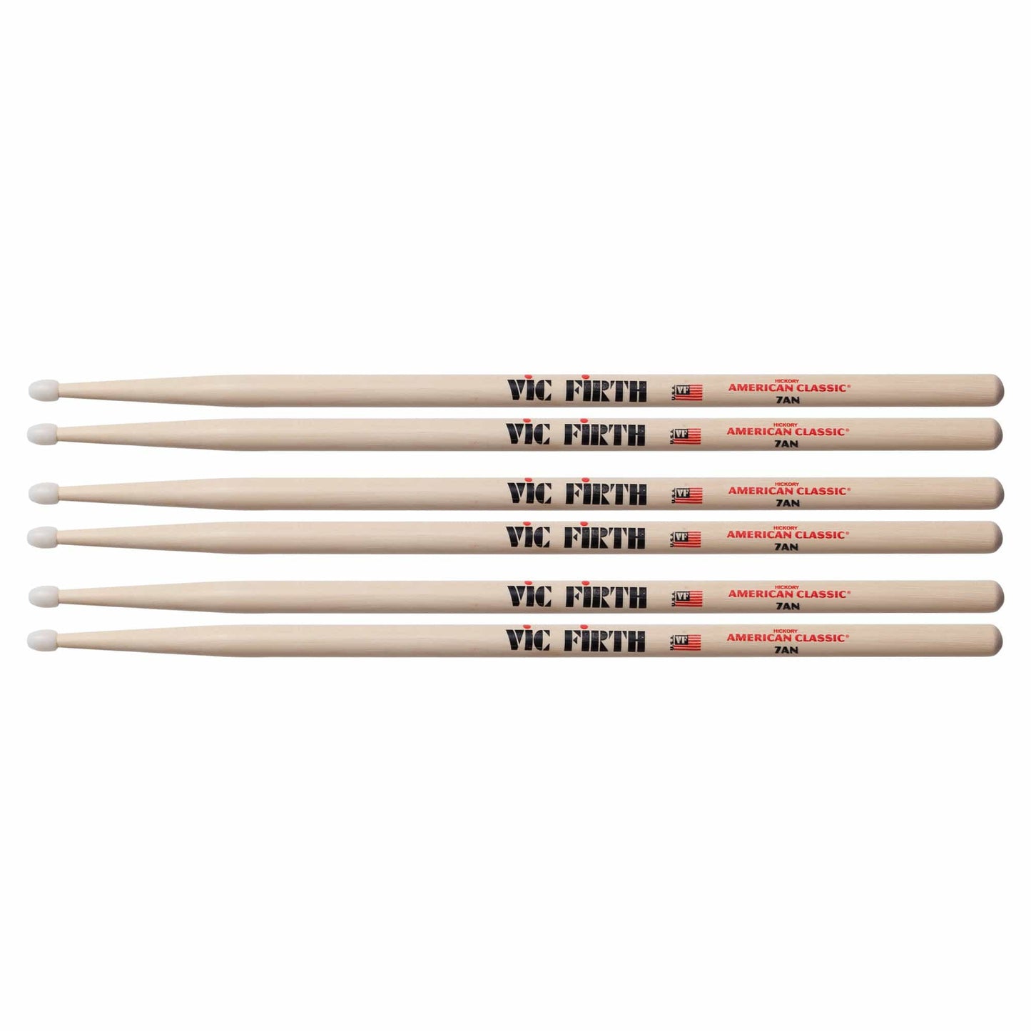 Vic Firth American Classic 7A Nylon Tip Drum Sticks (3 Pair Bundle) Drums and Percussion / Parts and Accessories / Drum Sticks and Mallets