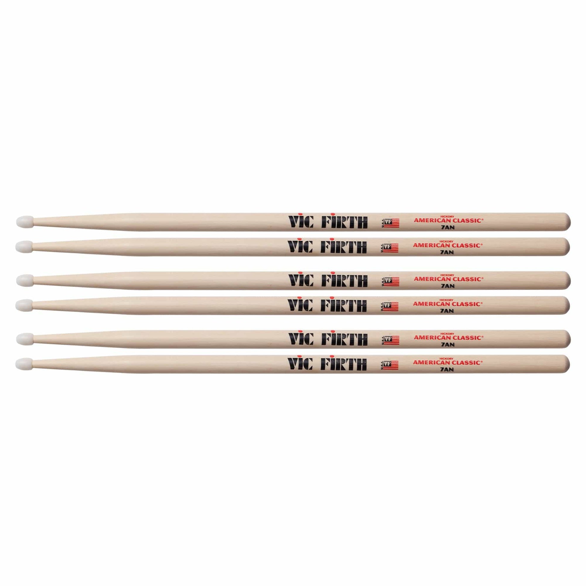Vic Firth American Classic 7A Nylon Tip Drum Sticks (3 Pair Bundle) Drums and Percussion / Parts and Accessories / Drum Sticks and Mallets