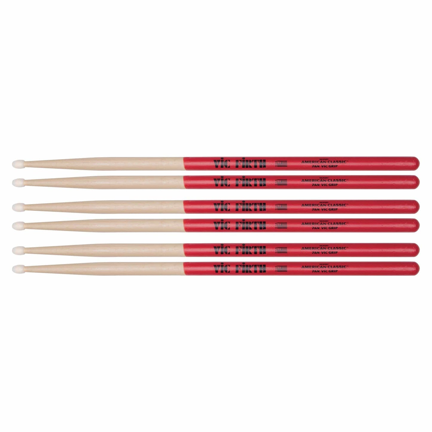 Vic Firth American Classic 7A Vic Grip Nylon Tip Drum Sticks (3 Pair Bundle) Drums and Percussion / Parts and Accessories / Drum Sticks and Mallets