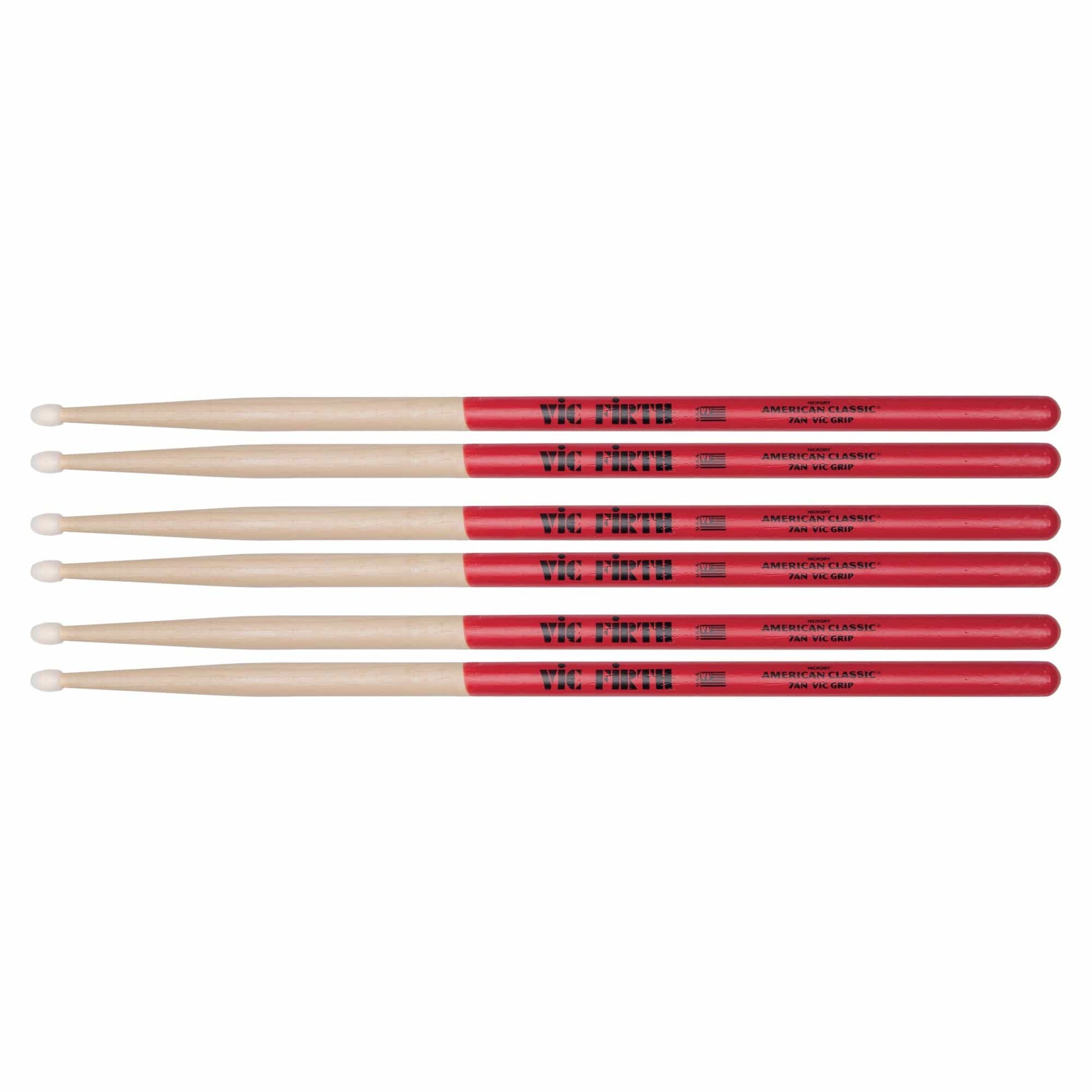 Vic Firth American Classic 7A Vic Grip Nylon Tip Drum Sticks (3 Pair Bundle) Drums and Percussion / Parts and Accessories / Drum Sticks and Mallets