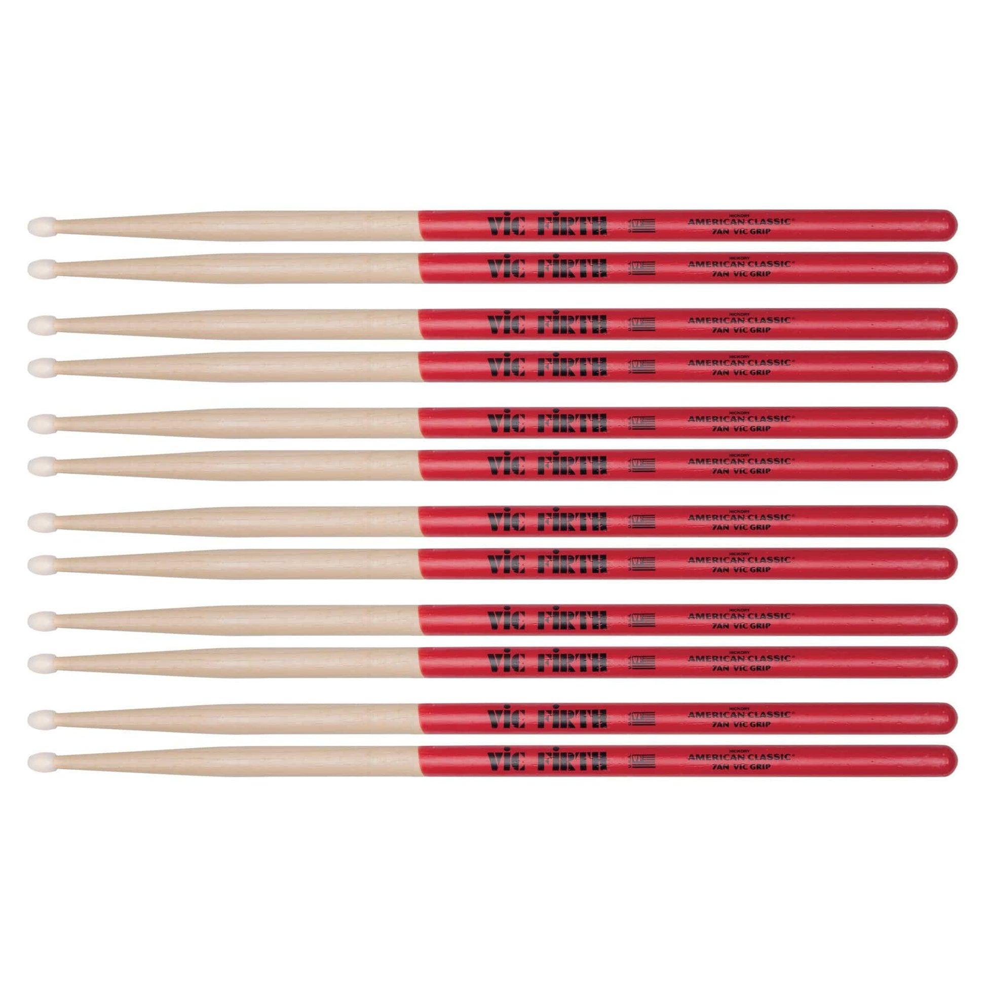 Vic Firth American Classic 7A Vic Grip Nylon Tip Drum Sticks (6 Pair Bundle) Drums and Percussion / Parts and Accessories / Drum Sticks and Mallets