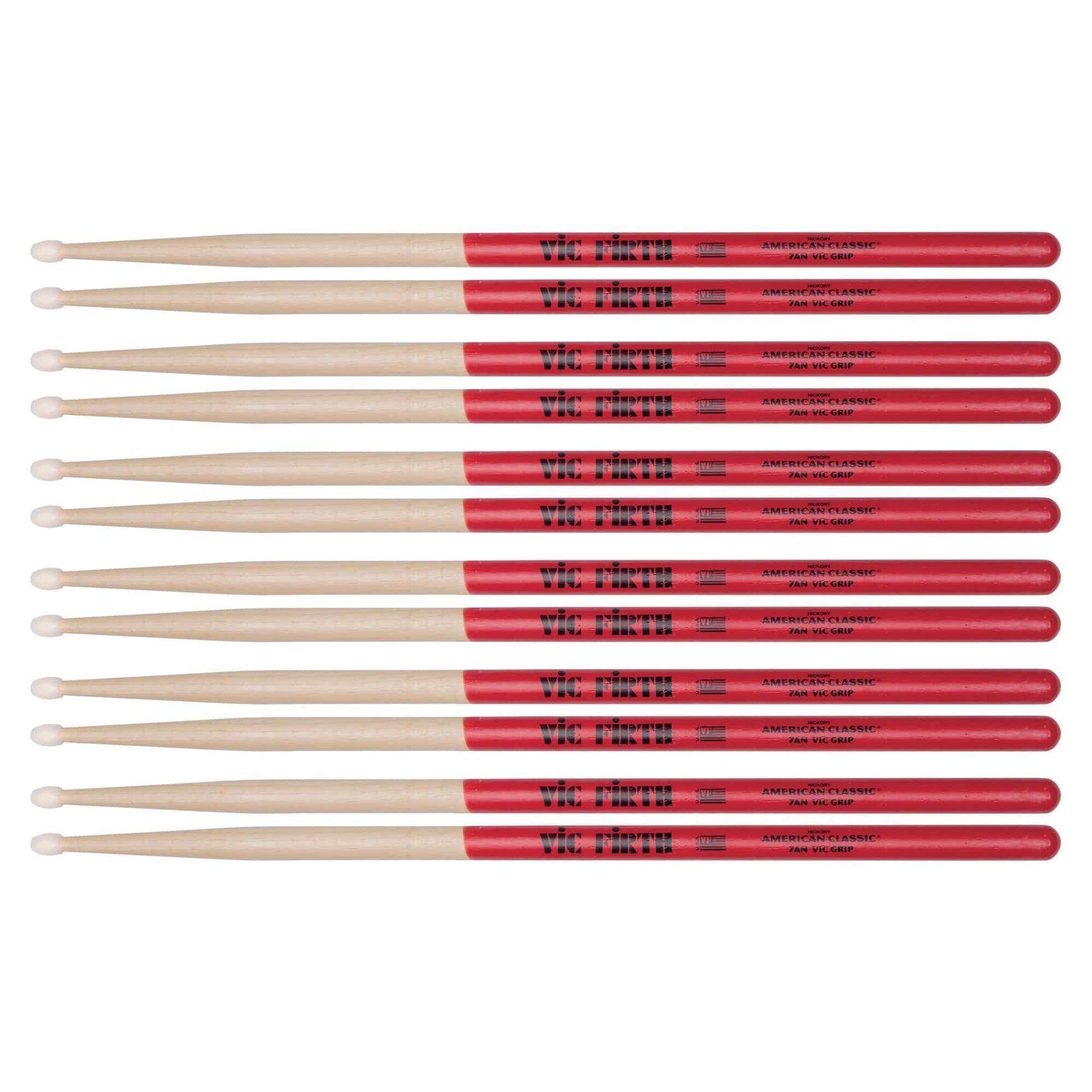 Vic Firth American Classic 7A Vic Grip Nylon Tip Drum Sticks (6 Pair Bundle) Drums and Percussion / Parts and Accessories / Drum Sticks and Mallets