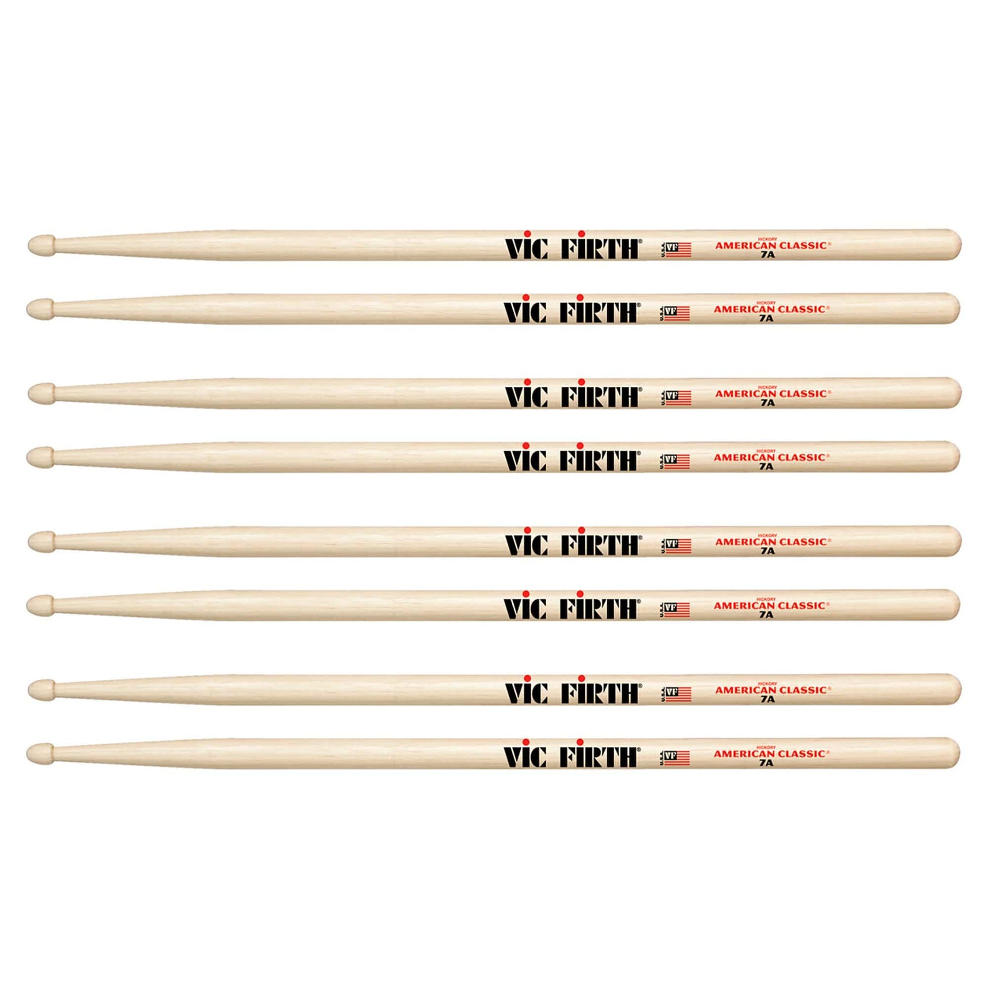 Vic Firth American Classic 7A Wood Tip Drum Sticks (3 Pair Bundle + 1 Free) Drums and Percussion / Parts and Accessories / Drum Sticks and Mallets