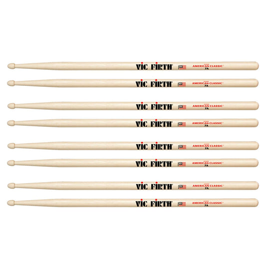 Vic Firth American Classic 7A Wood Tip Drum Sticks (3 Pair Bundle + 1 Free) Drums and Percussion / Parts and Accessories / Drum Sticks and Mallets
