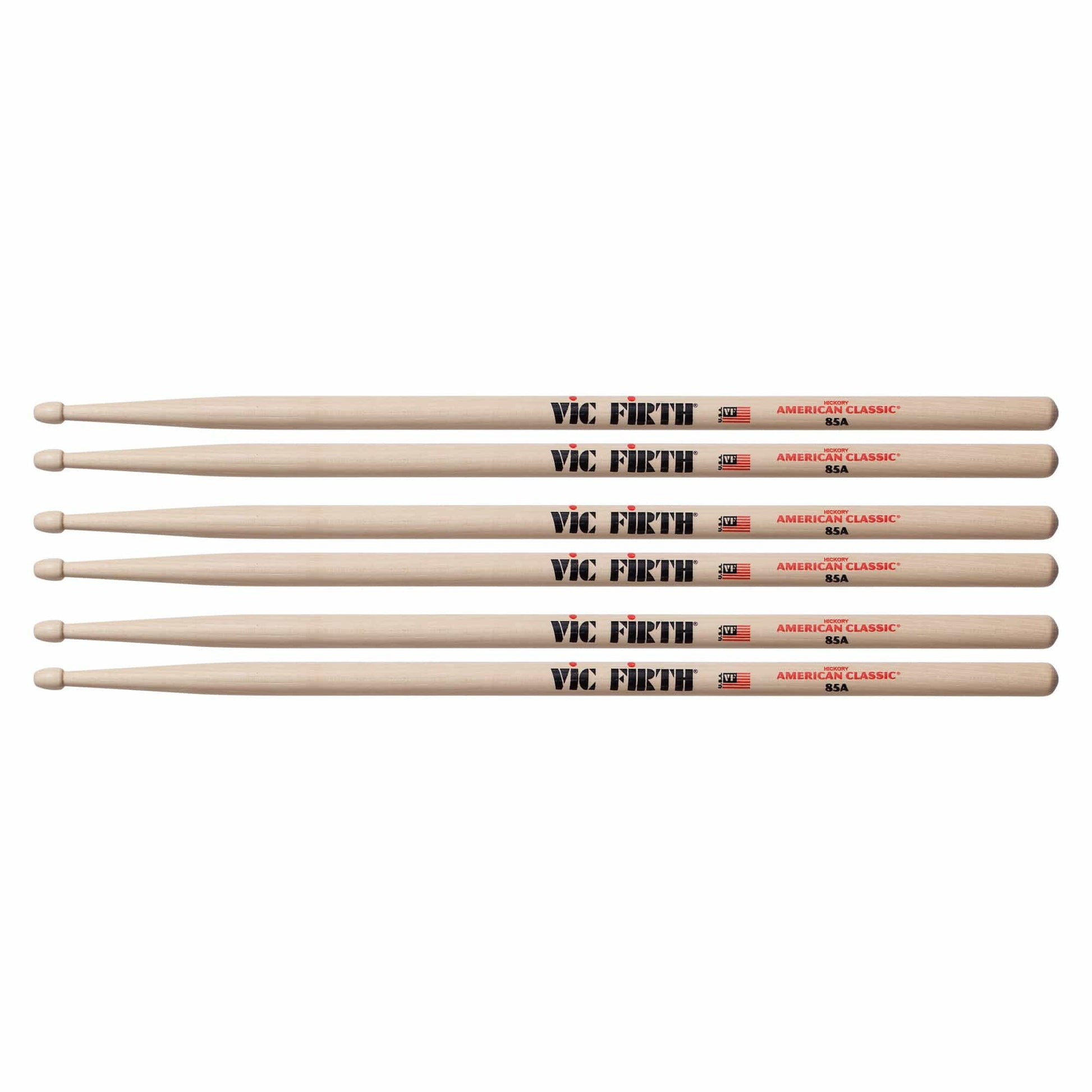 Vic Firth American Classic 85A Wood Tip Drum Sticks (3 Pair Bundle) Drums and Percussion / Parts and Accessories / Drum Sticks and Mallets