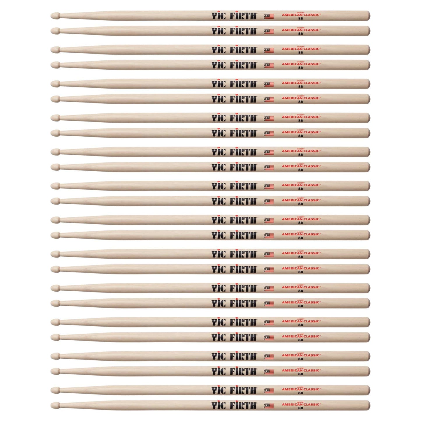 Vic Firth American Classic 8D Wood Tip Drum Sticks (12 Pair Bundle) Drums and Percussion / Parts and Accessories / Drum Sticks and Mallets