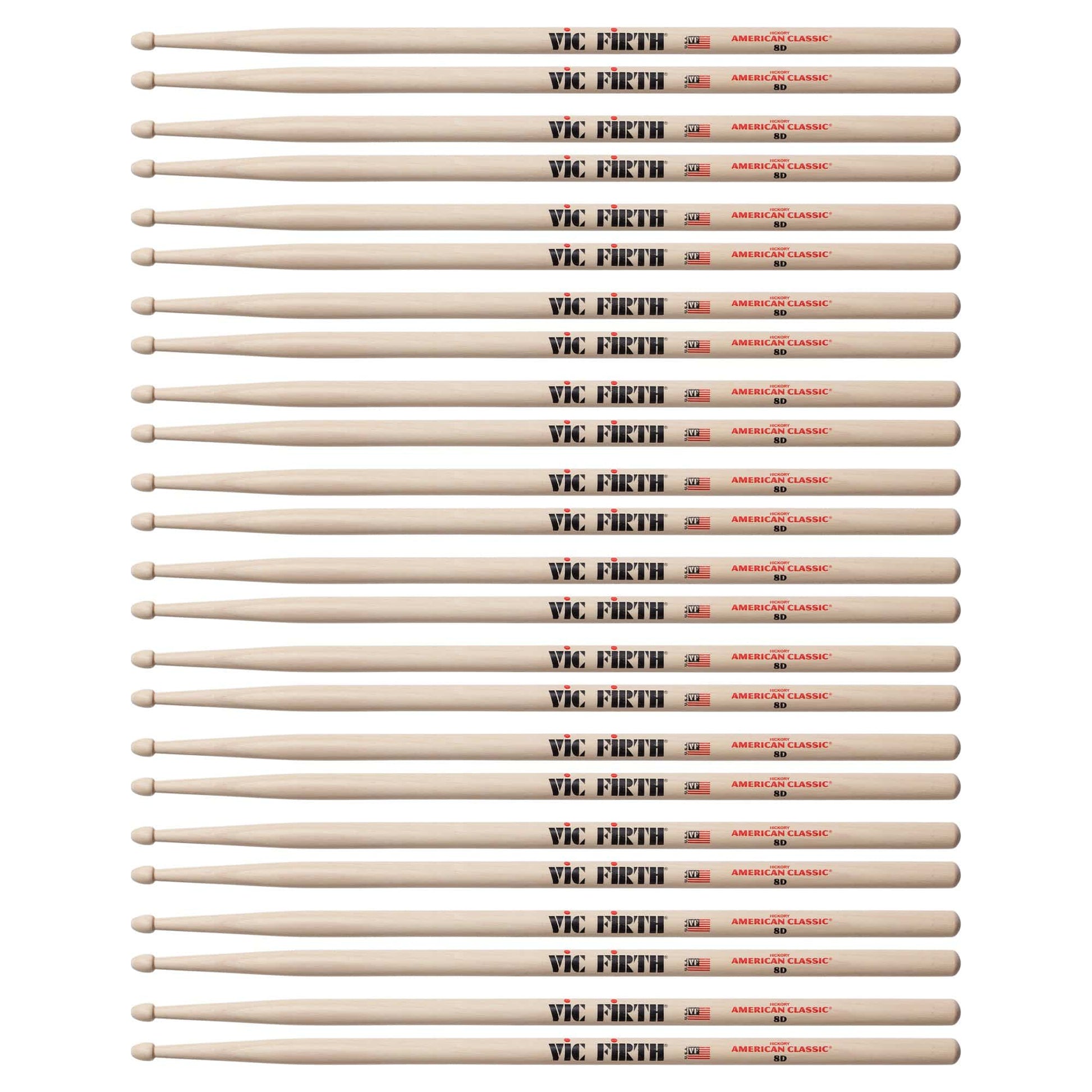 Vic Firth American Classic 8D Wood Tip Drum Sticks (12 Pair Bundle) Drums and Percussion / Parts and Accessories / Drum Sticks and Mallets