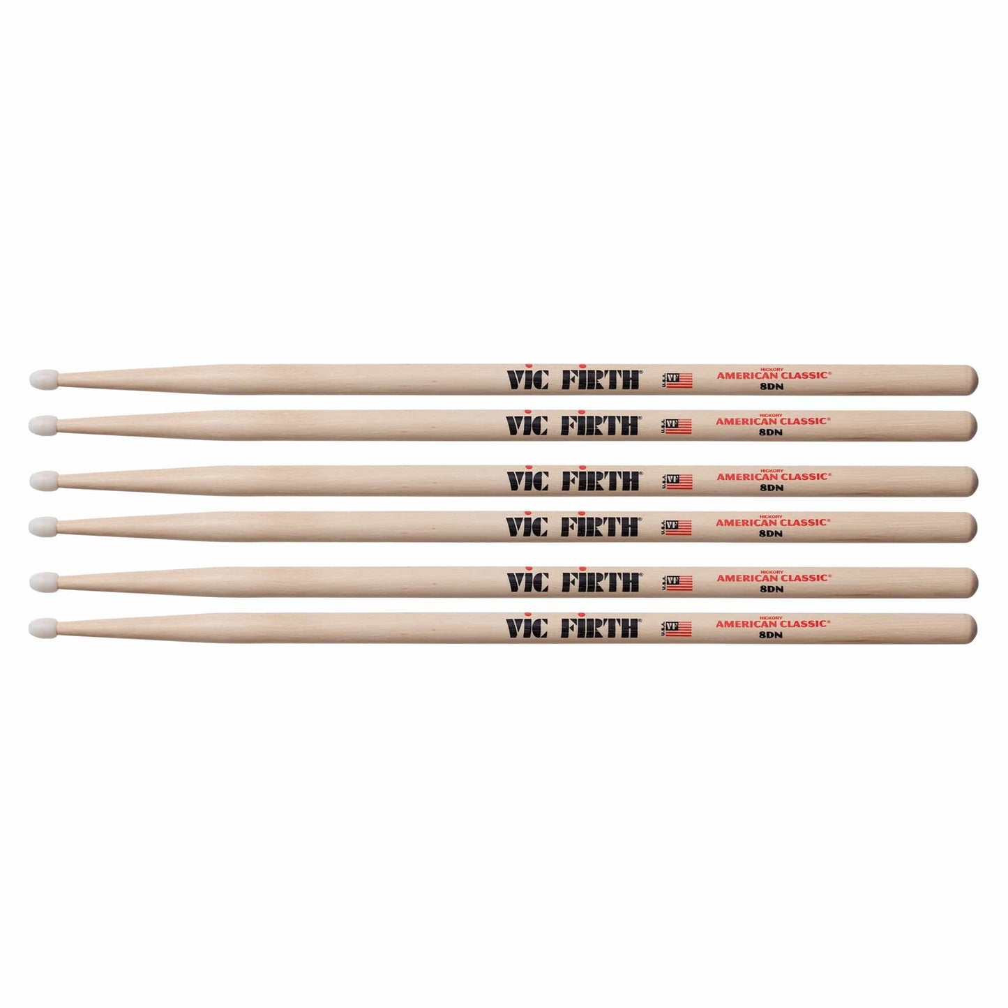 Vic Firth American Classic 8DN Nylon Tip Drum Sticks (3 Pair Bundle) Drums and Percussion / Parts and Accessories / Drum Sticks and Mallets