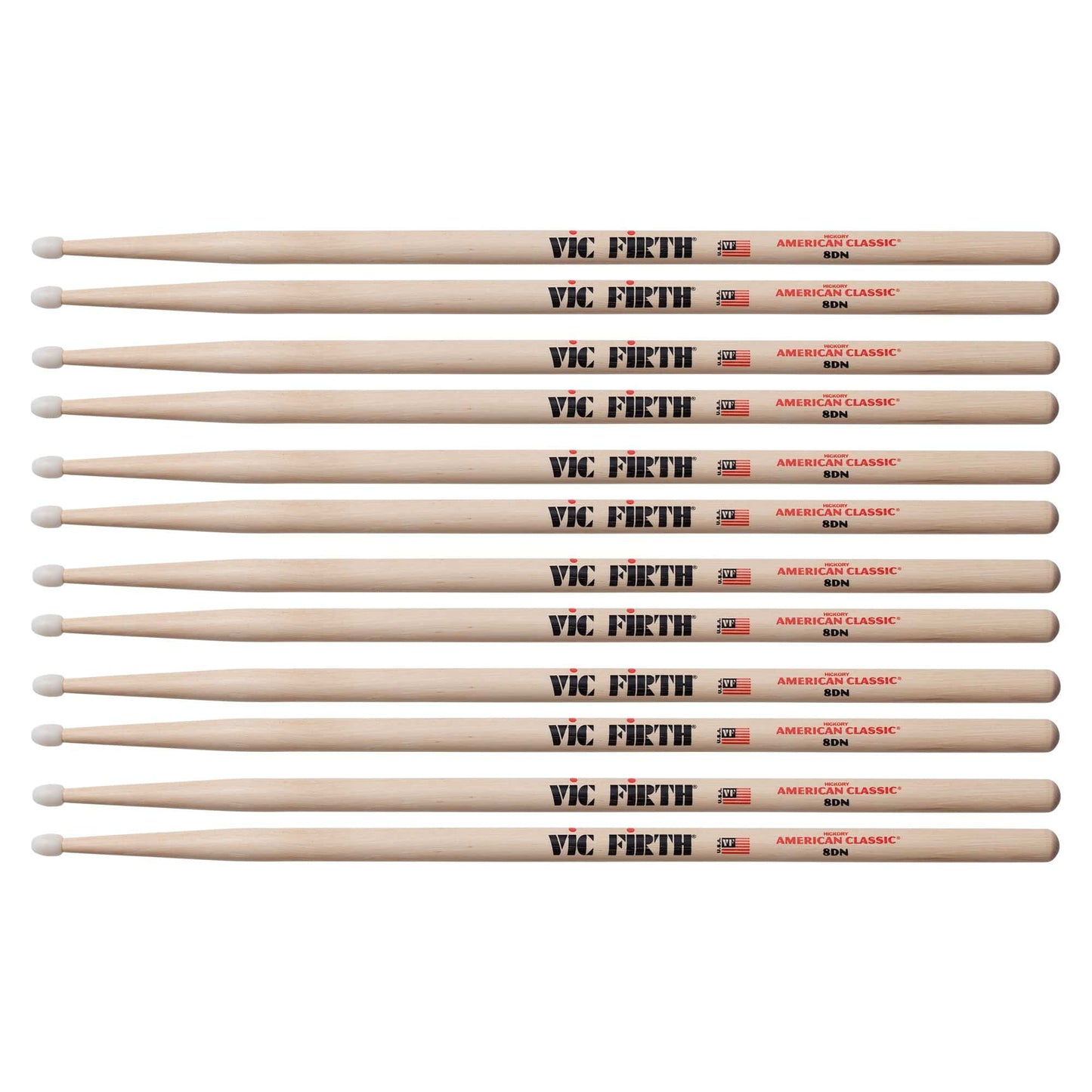 Vic Firth American Classic 8DN Nylon Tip Drum Sticks (6 Pair Bundle) Drums and Percussion / Parts and Accessories / Drum Sticks and Mallets