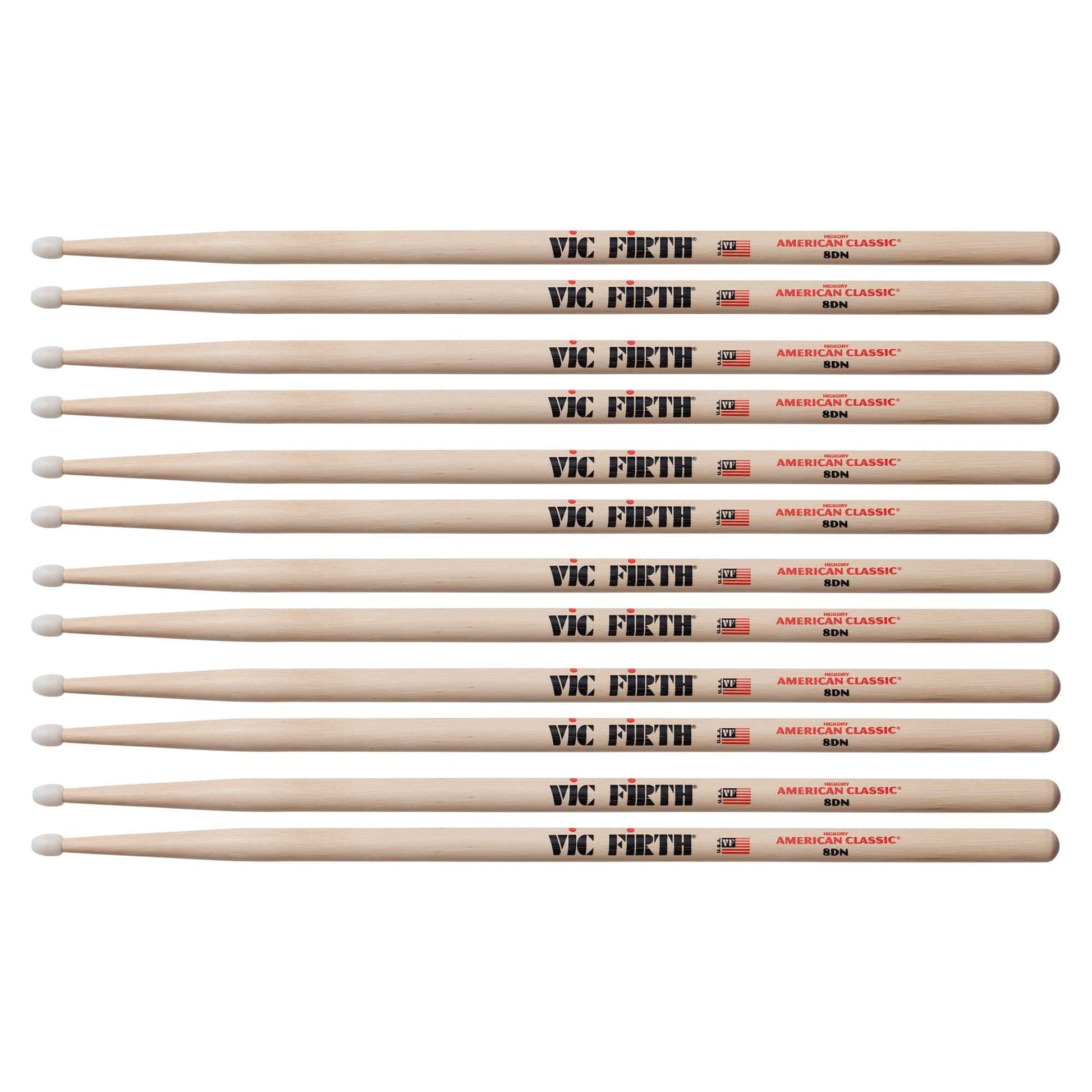 Vic Firth American Classic 8DN Nylon Tip Drum Sticks (6 Pair Bundle) Drums and Percussion / Parts and Accessories / Drum Sticks and Mallets
