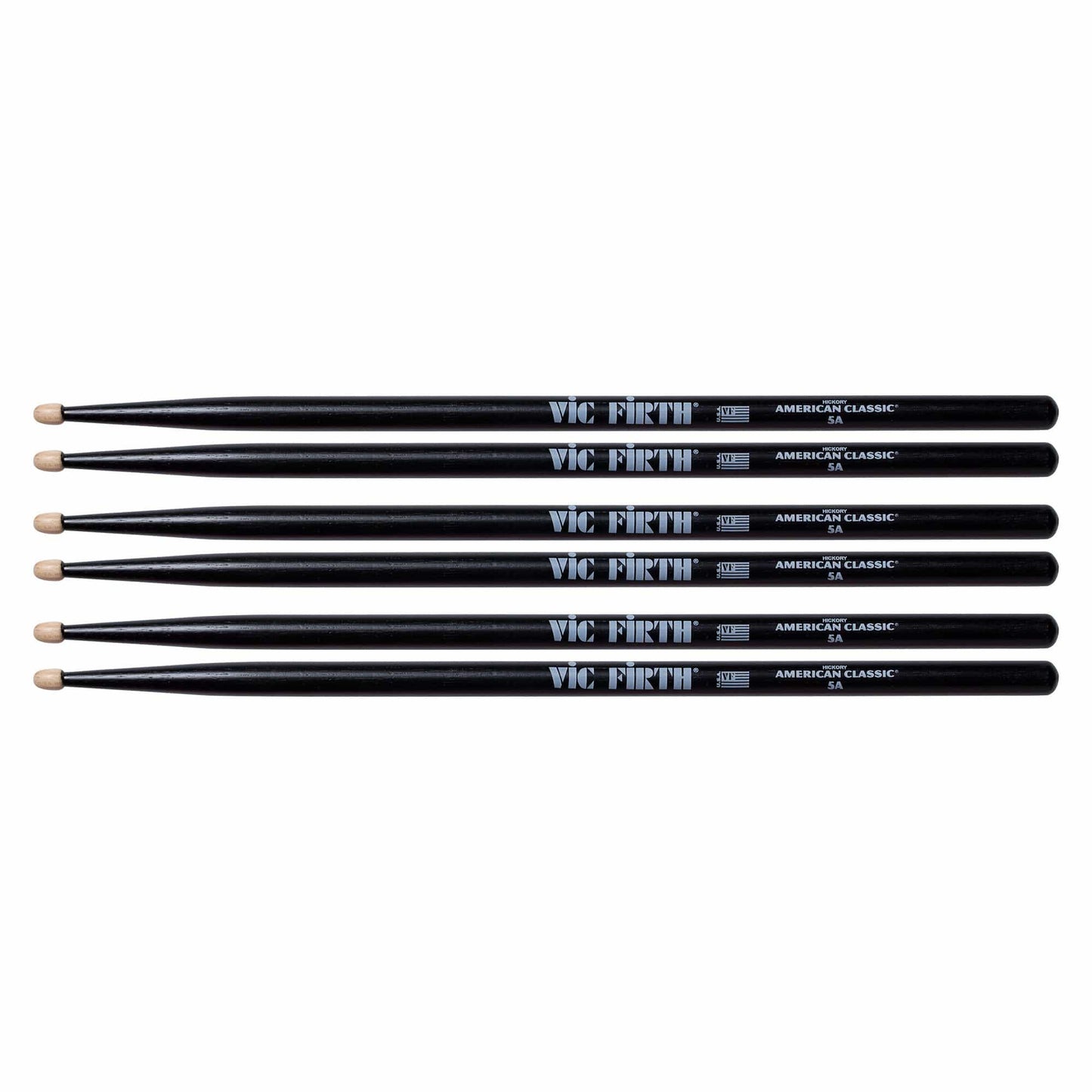 Vic Firth American Classic Black 5A Wood Tip Drum Sticks (3 Pair Bundle) Drums and Percussion / Parts and Accessories / Drum Sticks and Mallets