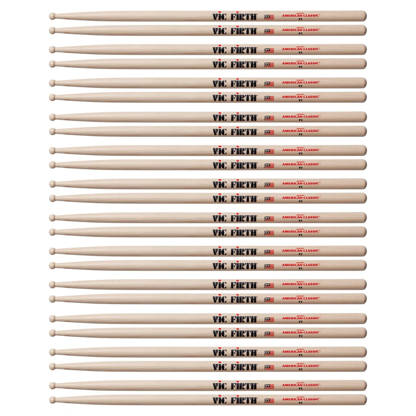 Vic Firth American Classic F1 Wood Tip Drum Sticks (12 Pair Bundle) Drums and Percussion / Parts and Accessories / Drum Sticks and Mallets