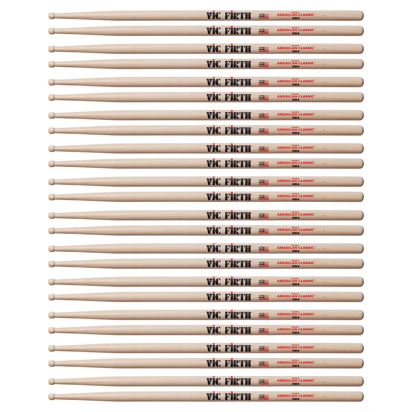 Vic Firth American Classic HD4 Wood Tip Drum Sticks (12 Pair Bundle) Drums and Percussion / Parts and Accessories / Drum Sticks and Mallets