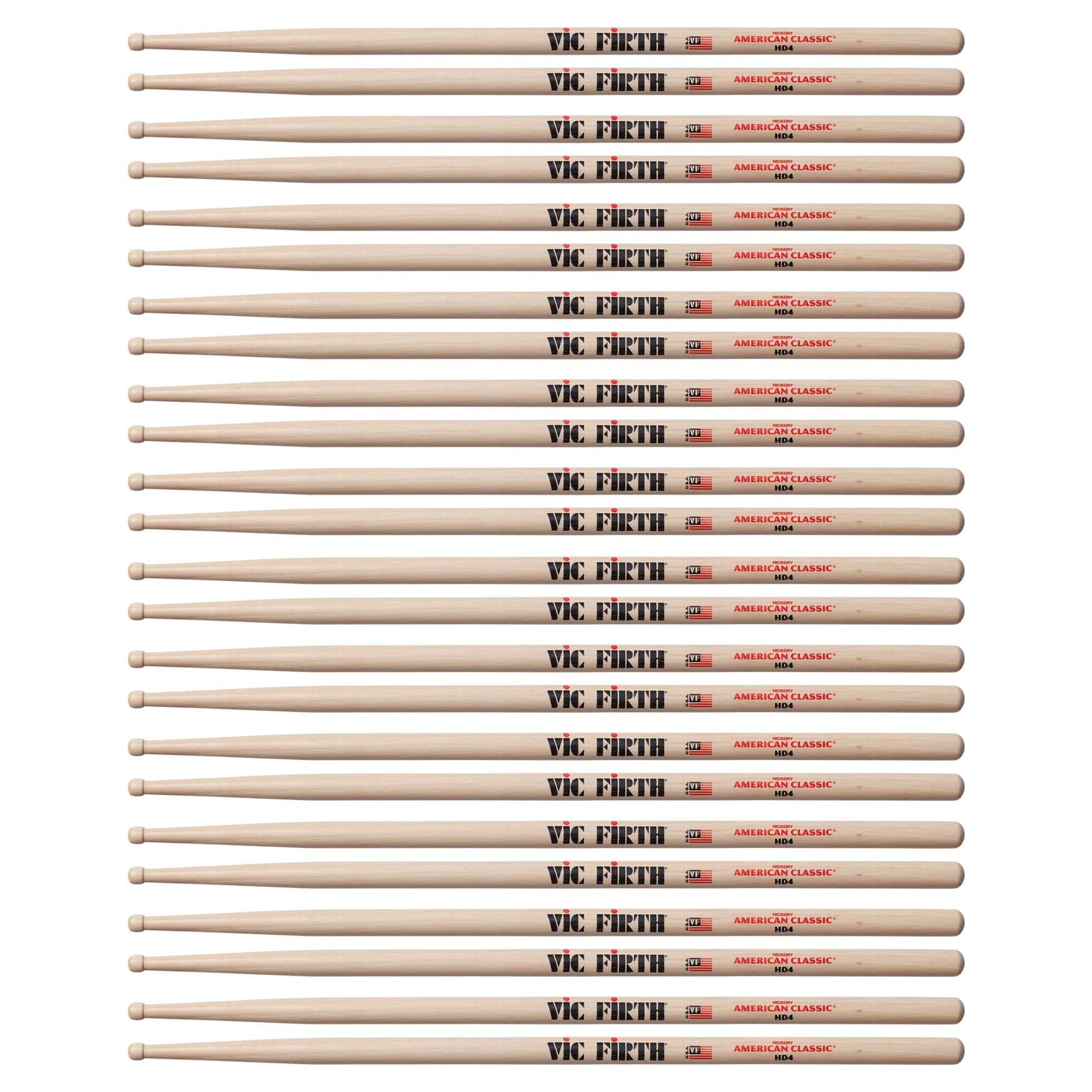 Vic Firth American Classic HD4 Wood Tip Drum Sticks (12 Pair Bundle) Drums and Percussion / Parts and Accessories / Drum Sticks and Mallets