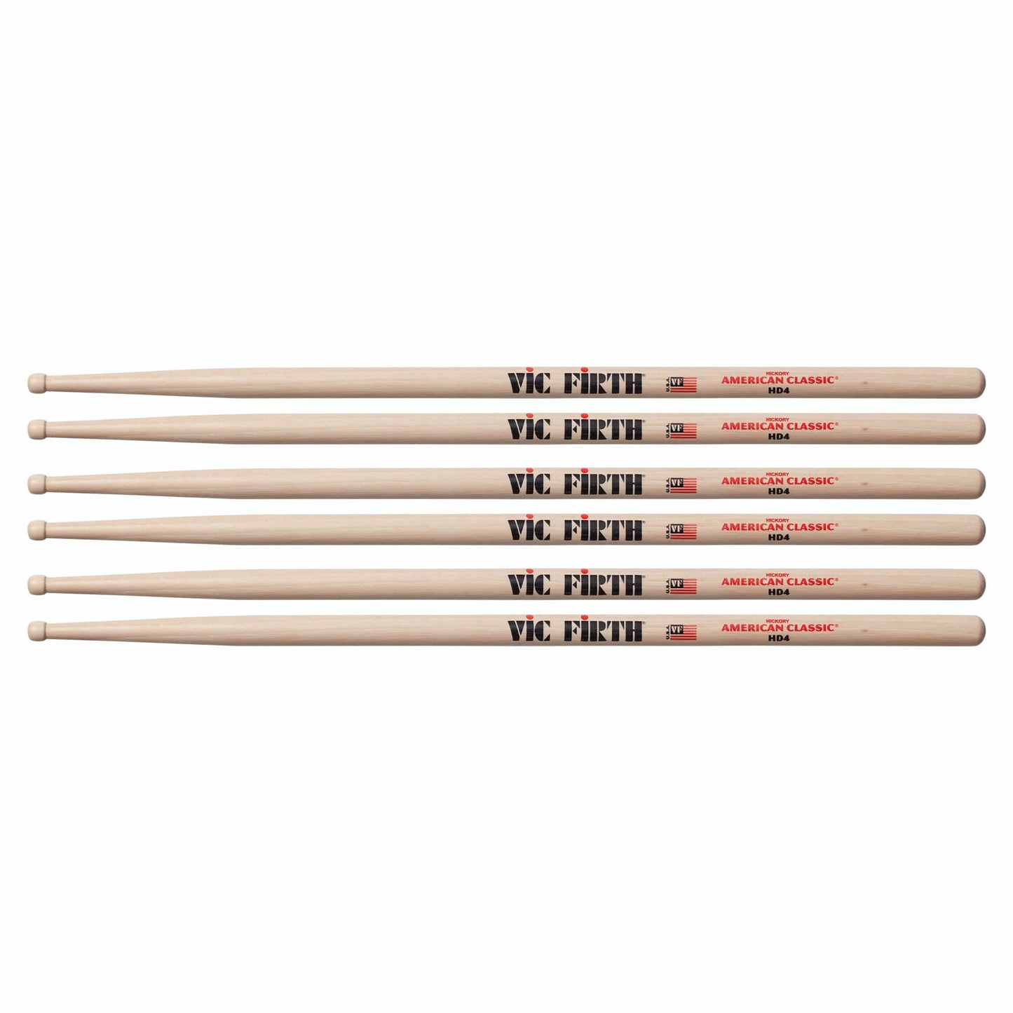 Vic Firth American Classic HD4 Wood Tip Drum Sticks (3 Pair Bundle) Drums and Percussion / Parts and Accessories / Drum Sticks and Mallets