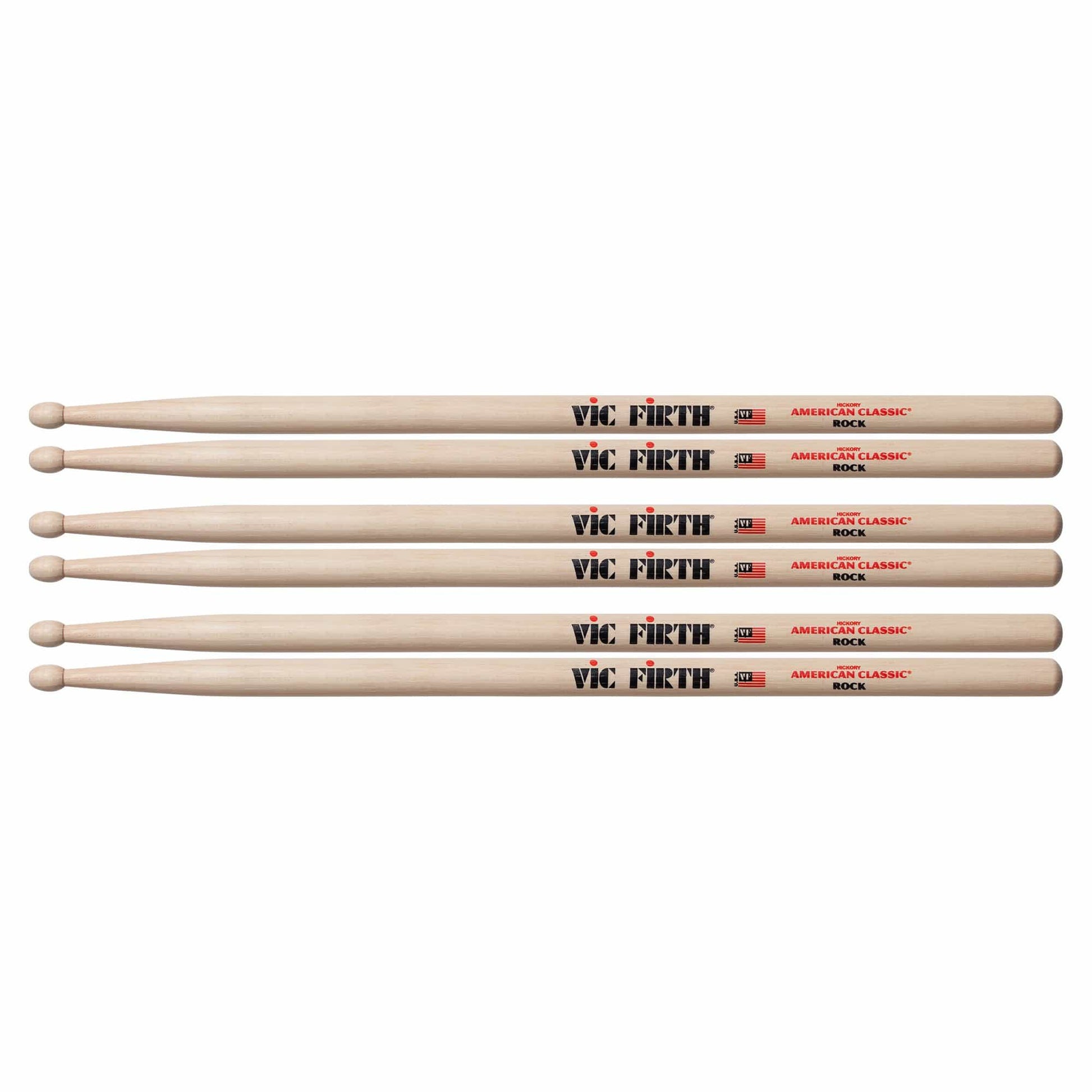 Vic Firth American Classic Rock Wood Tip Drum Sticks (3 Pair Bundle) Drums and Percussion / Parts and Accessories / Drum Sticks and Mallets