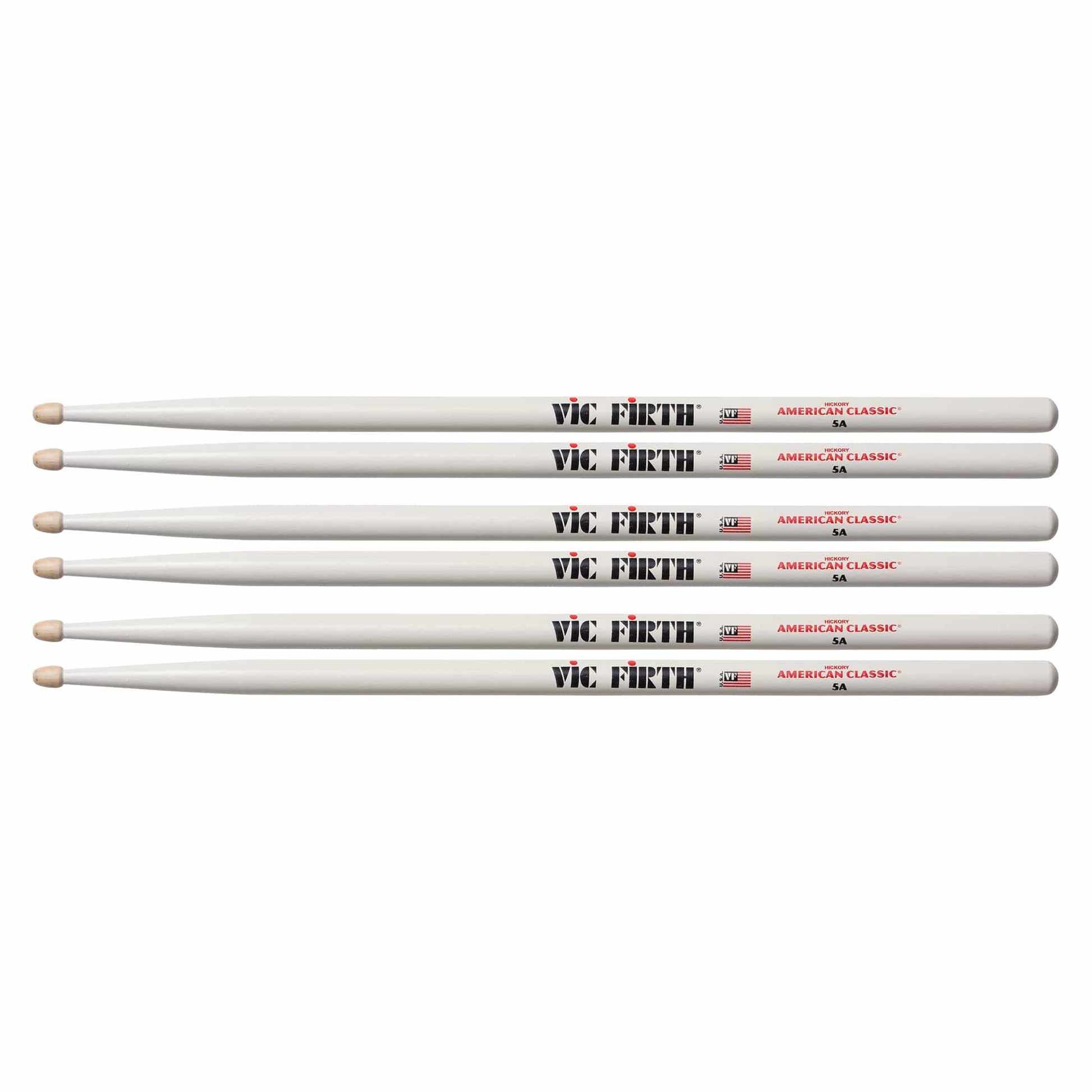 Vic Firth American Classic White 5A Wood Tip Drum Sticks (3 Pair Bundle) Drums and Percussion / Parts and Accessories / Drum Sticks and Mallets