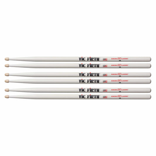 Vic Firth American Classic White 5A Wood Tip Drum Sticks (3 Pair Bundle) Drums and Percussion / Parts and Accessories / Drum Sticks and Mallets